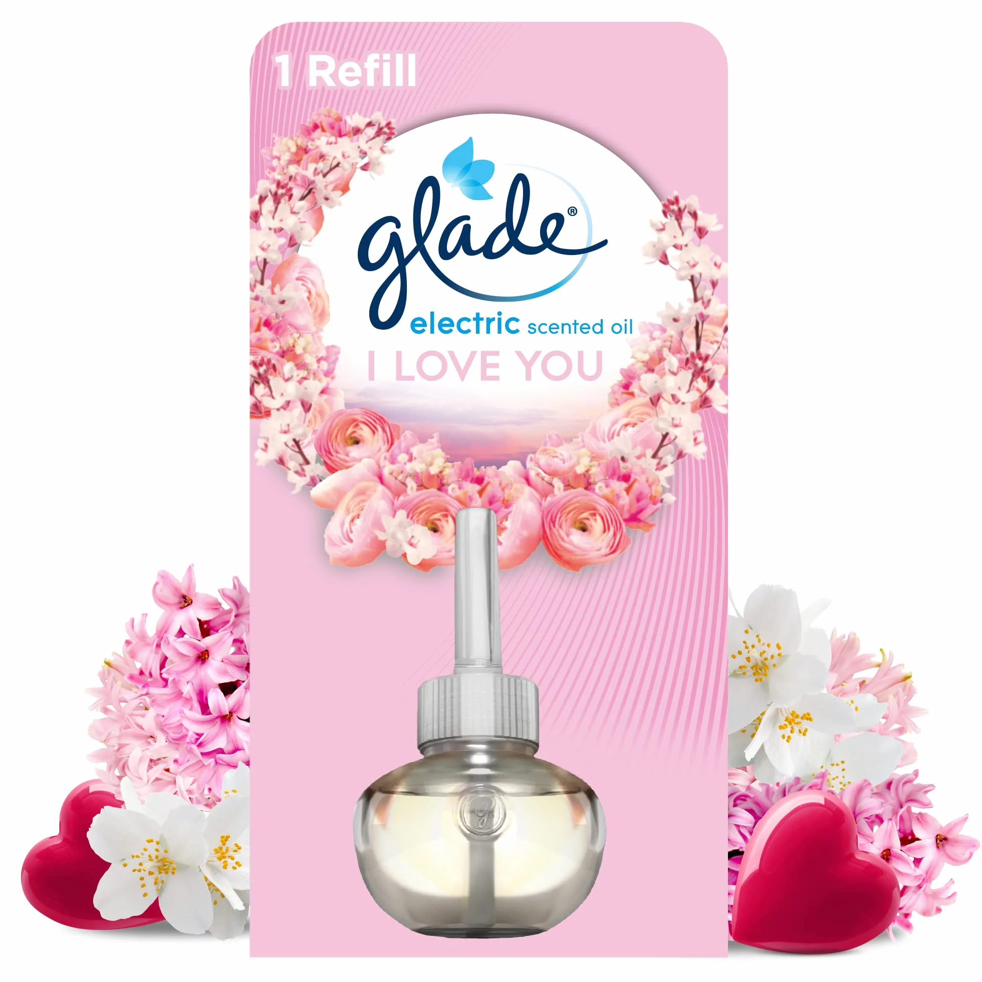 Glade Zapas do Elektrycznego Odświeżacza Powietrza, Electric Scented Oil o Zapachu I Love You, Długotrwały Zapach, 20 ml
