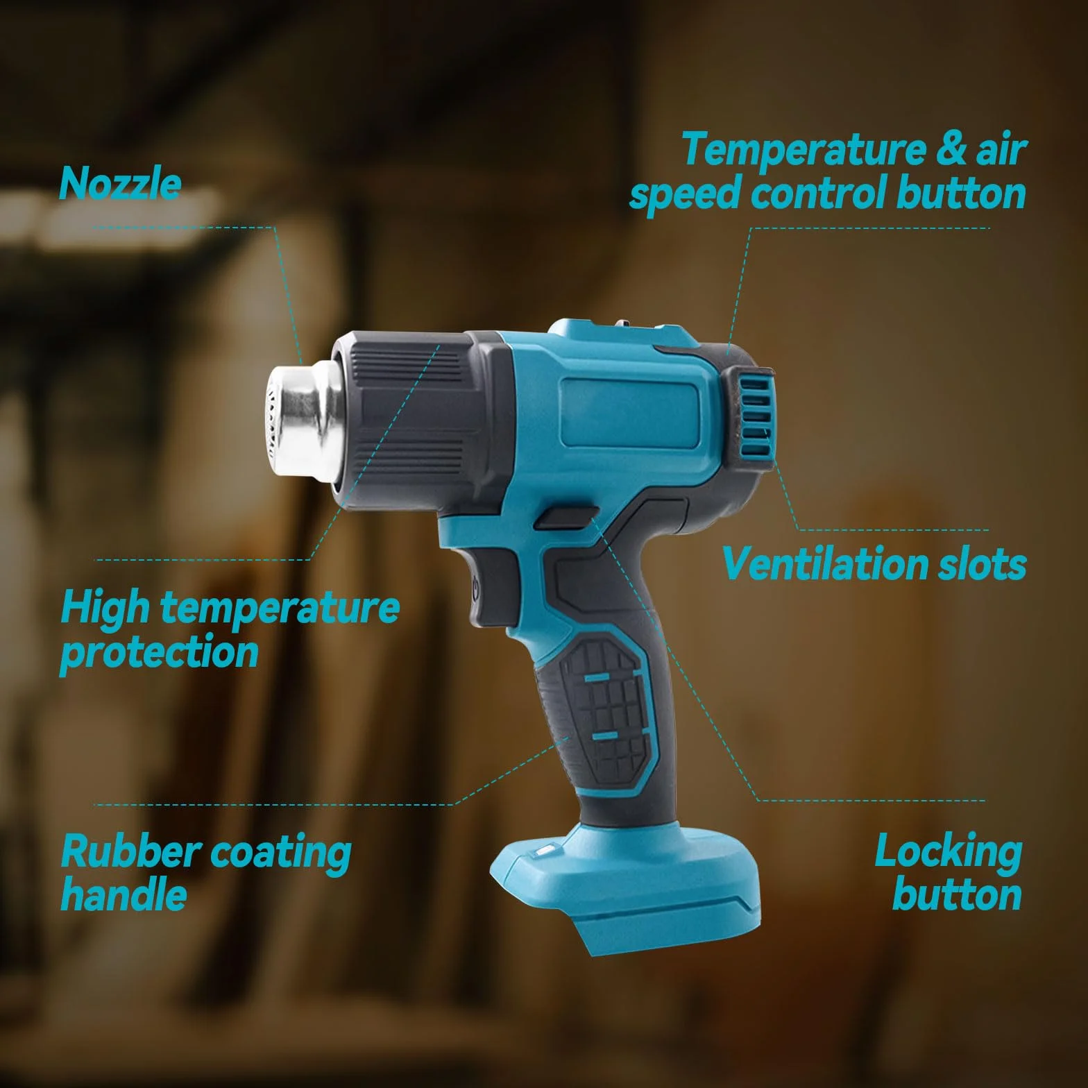 Makita Akumulator do pistoletu na ciepłe powietrze 18 V 550°C 5 dysz LCD