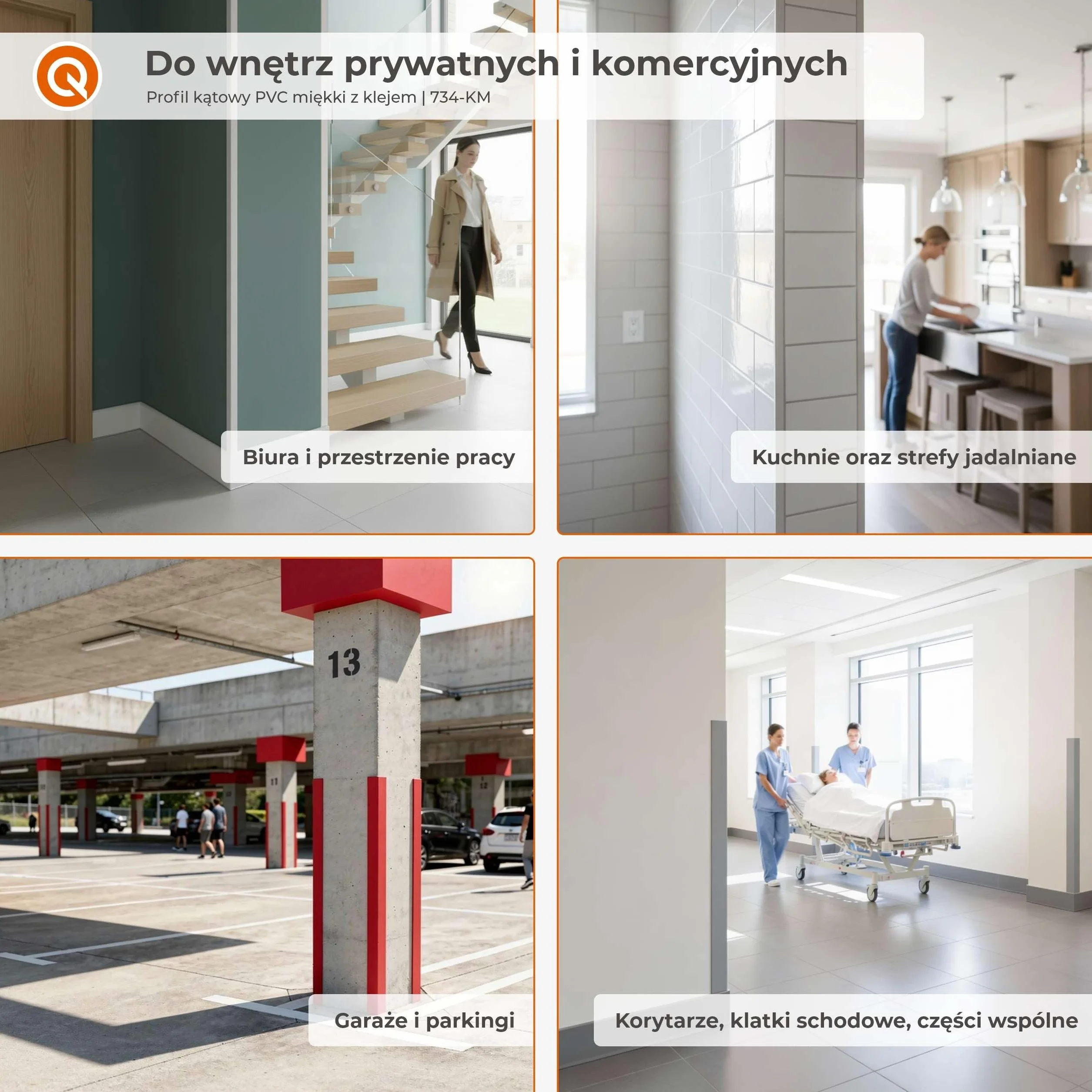 QUEST Kątownik miękki PVC 40x40 mm samoprzylepny, ochronny profil L kątowy, narożnik odbojnikowy z klejem, czarny, 200 cm