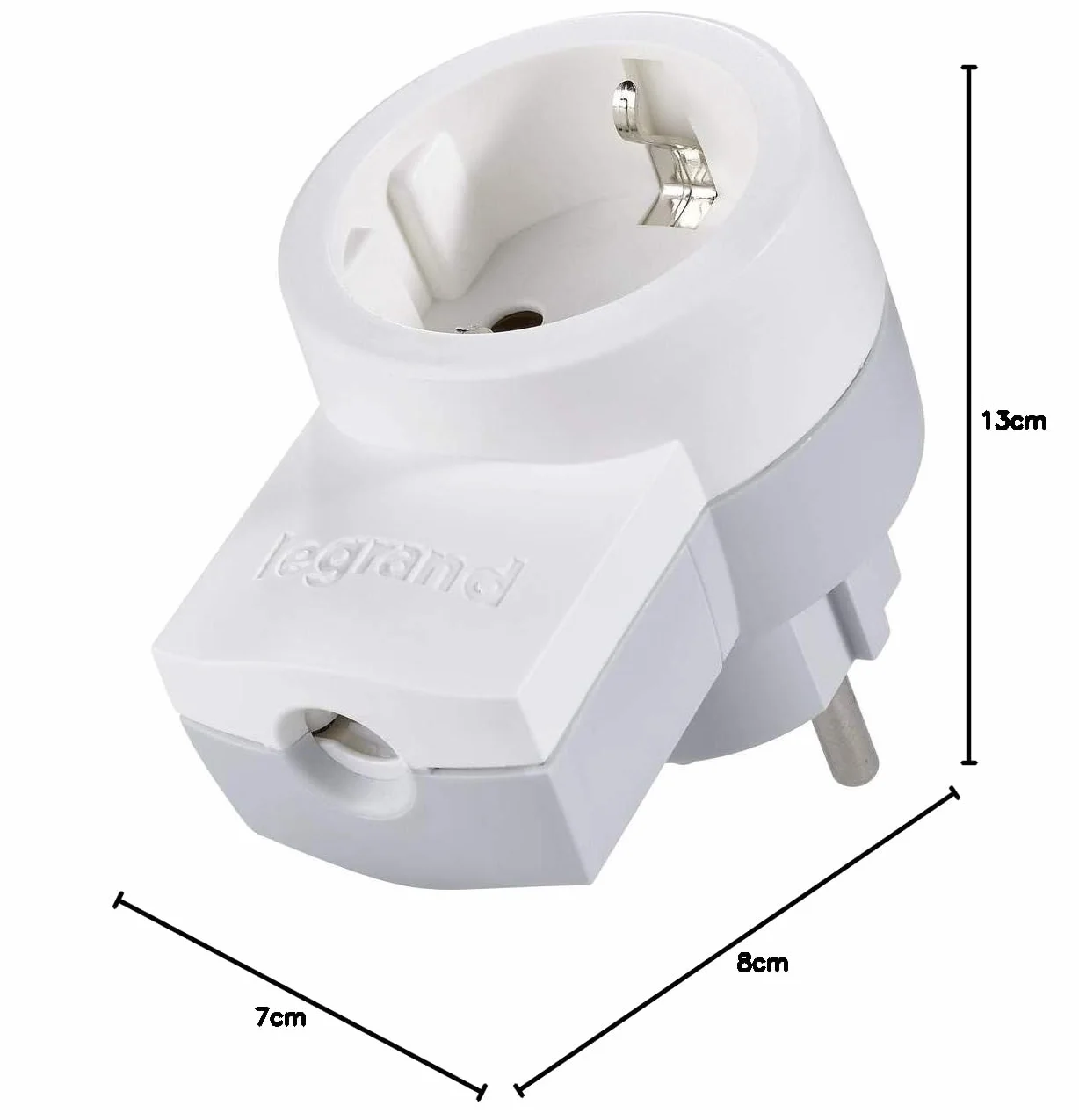 Legrand 050462 Wtyczka ze Stykiem Ochronnym z Gniazdkiem, Biała/Szara, 16A/230V