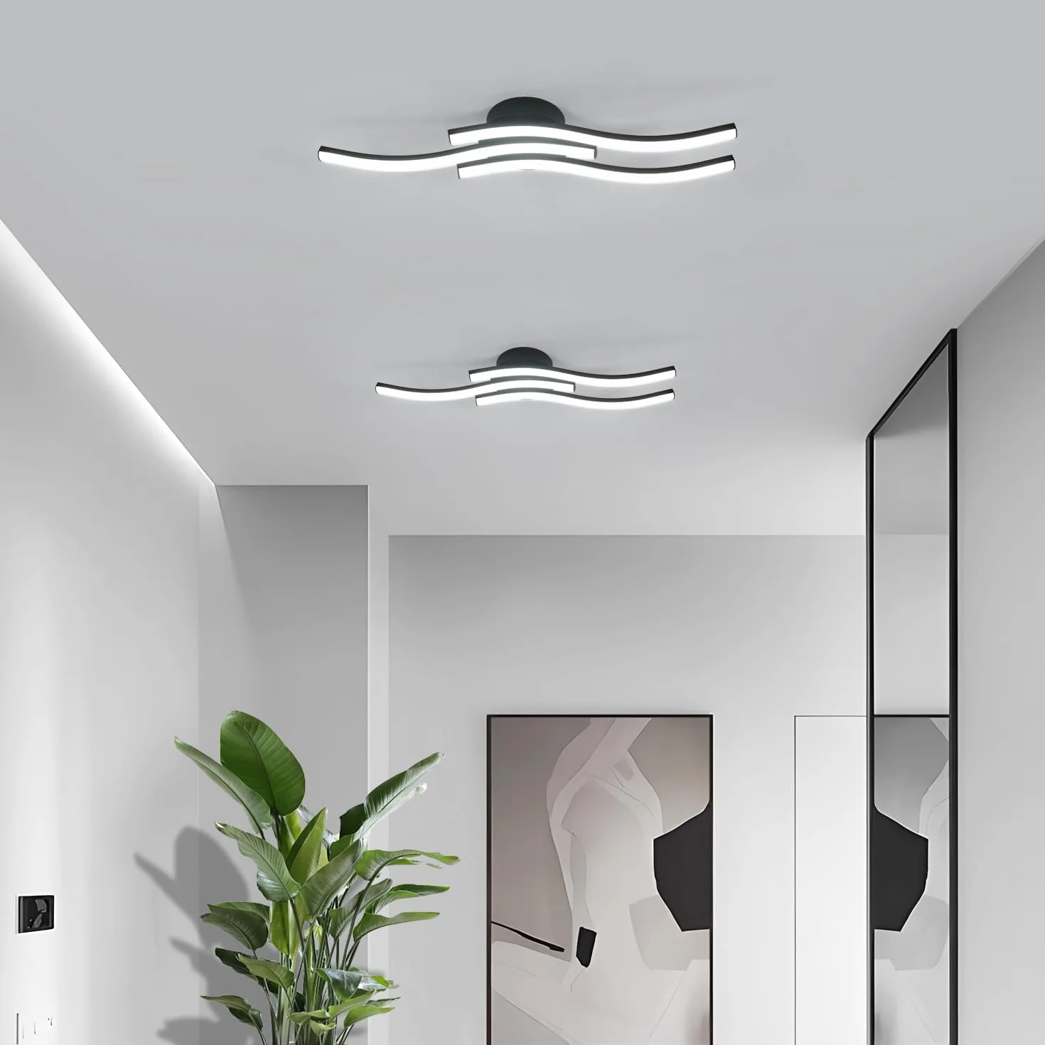 Comely Plafon LED 20W 2050LM 6500K Zimna Biel Czarny Nowoczesna Lampa Sufitowa