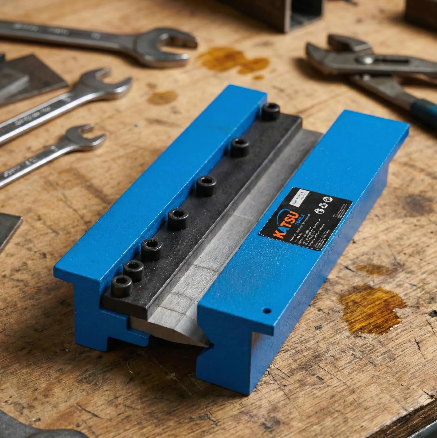 KATSU Tools 8 cali 200 mm mocowanie imadła metalowe mocowanie do giętarki hamulca - zginanie maksymalna pojemność 14 Ga/2 mm stal miękka i aluminium 1/8" (3 mm) aluminium, model 165161