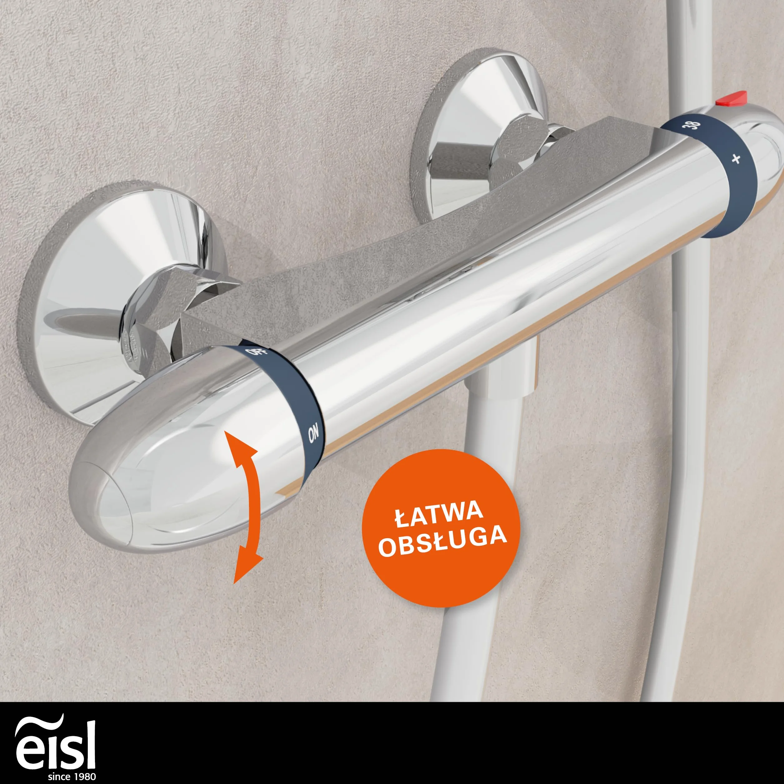 EISL Armatura prysznicowa VITAL, bateria mieszakowa z termostatem, kran z blokadą bezpieczeństwa w temperaturze 38°C, armatura prysznicowa, chrom CLT168VCR