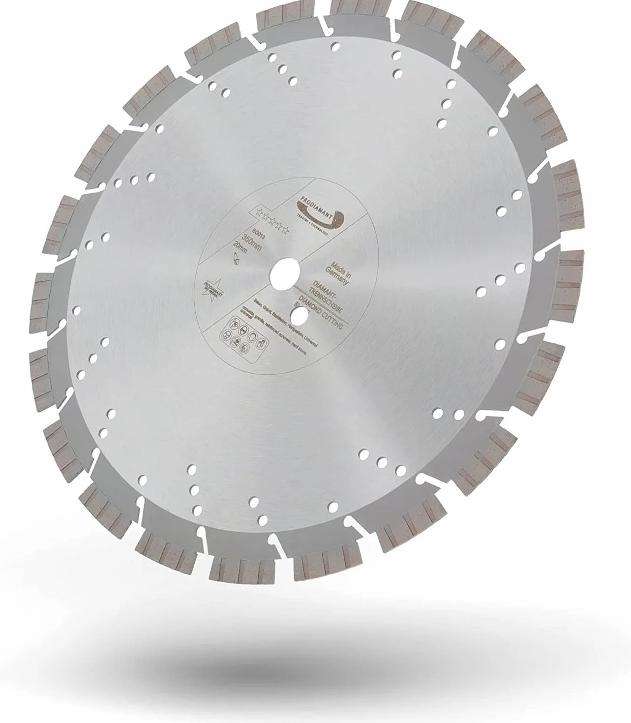 PRODIAMANT Profesjonalna diamentowa tarcza tnąca do betonu / granitu Oxx 350 mm x 20 mm diamentowa tarcza tnąca PDX82.118 350 mm do kamienia naturalnego, produktów betonowych, materiałów średnio-twardych i twardych