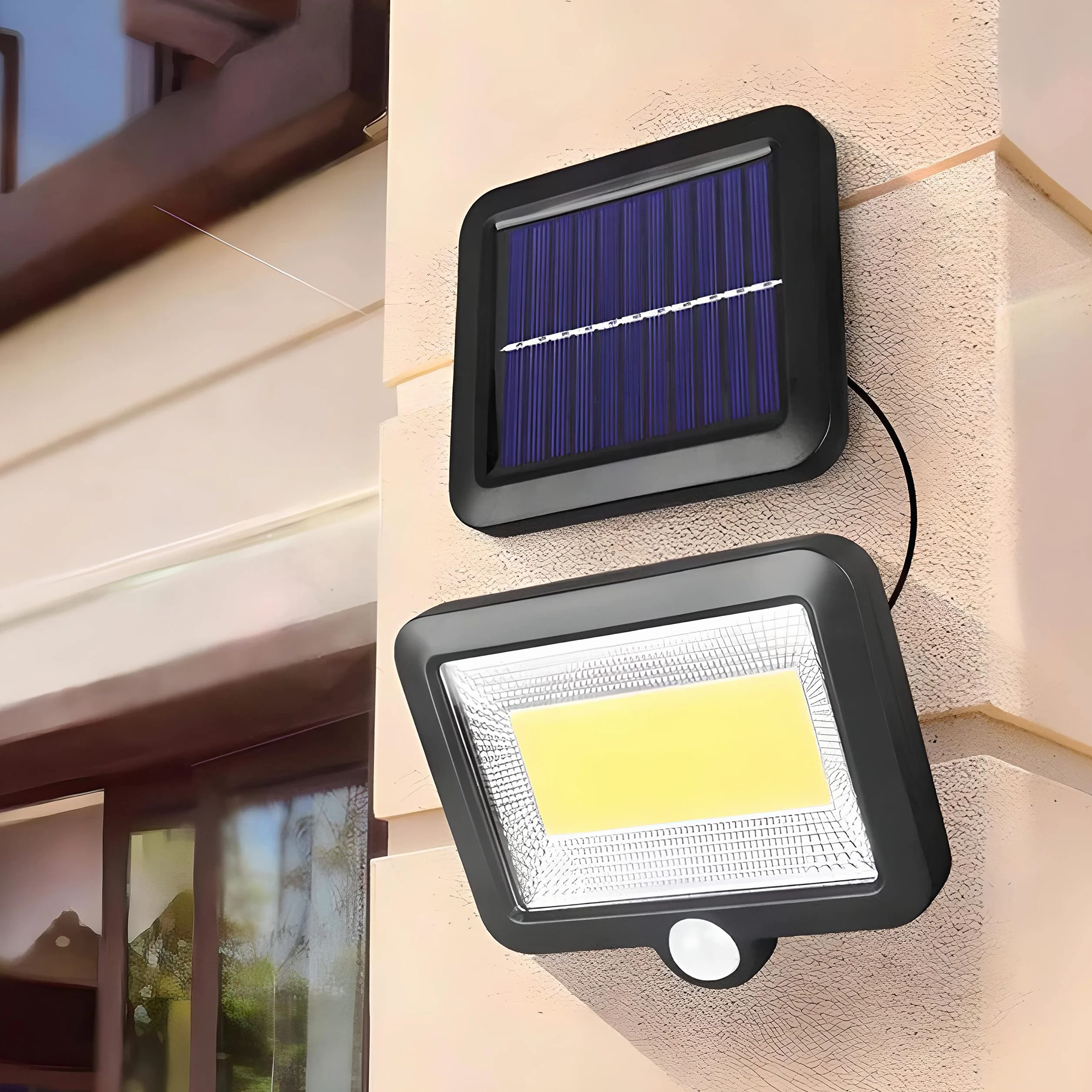 Retoo Lampa solarna z czujnikiem ruchu na zewnątrz ze 100 diodami LED wodoodporność IP44 światło słoneczne na zewnątrz kinkiety słoneczne do ogrodu 4000 mAh 1000 lumenów bezpieczne kinkiety