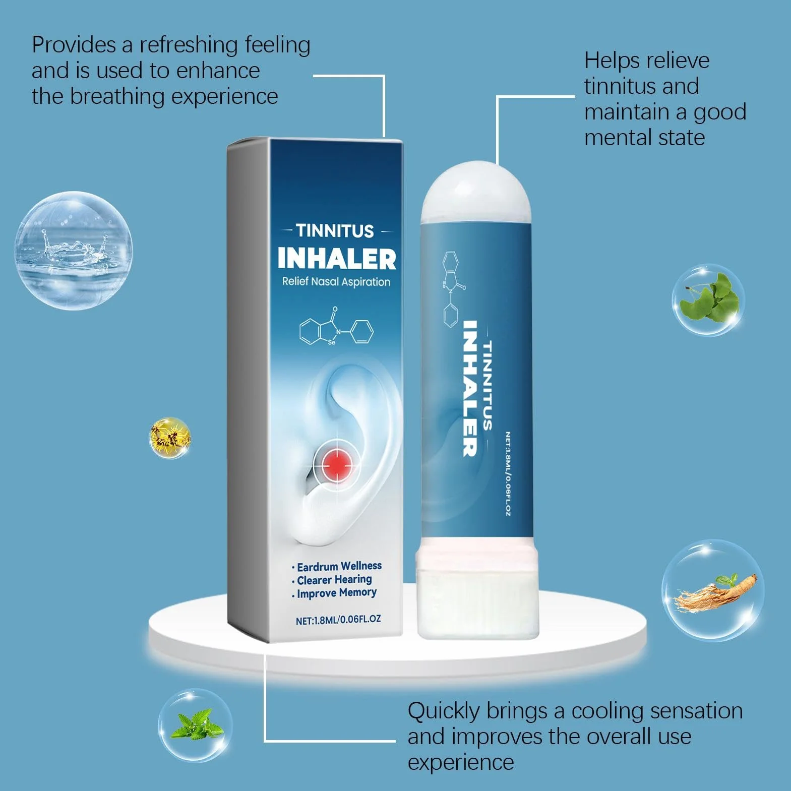 Aspiracja do nosa, 5 szt. łagodząca szumy uszne do dzwonienia uszu, techsilen na szumy uszne, techsilen inhalator szumów usznych, inhalator szumów usznych do dzwonienia uszu