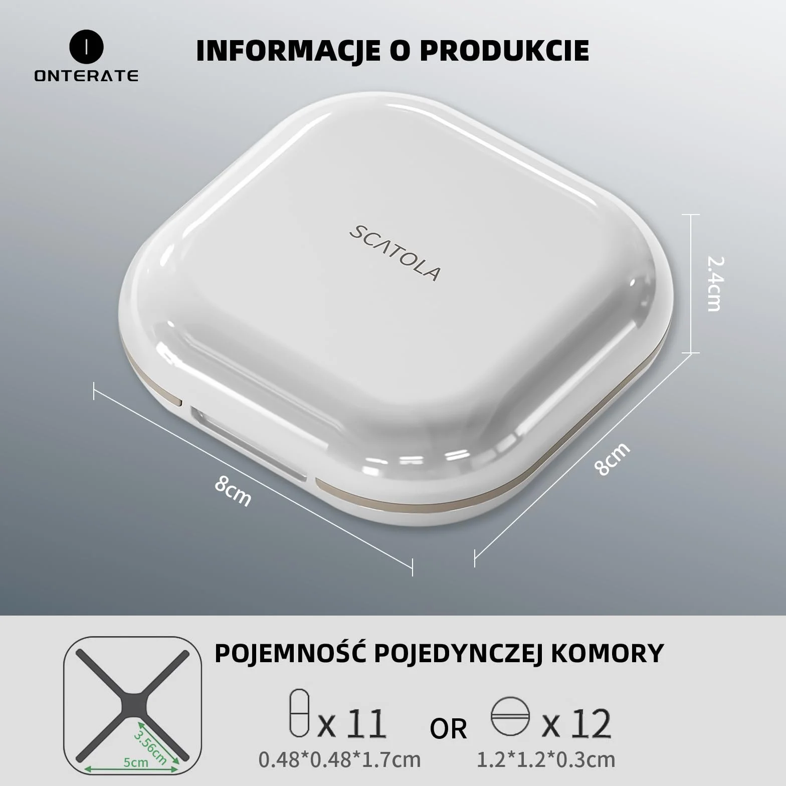 ONTERATE Codzienny Organizer na Pigułki 4 Przegródki, Przenośne Podróżne Etui na Pigułki, Mini Pojemnik na Pigułki do Kieszeni w Torebce, Kompaktowy Podróżny Organizer na Leki na Witaminy (Szary)