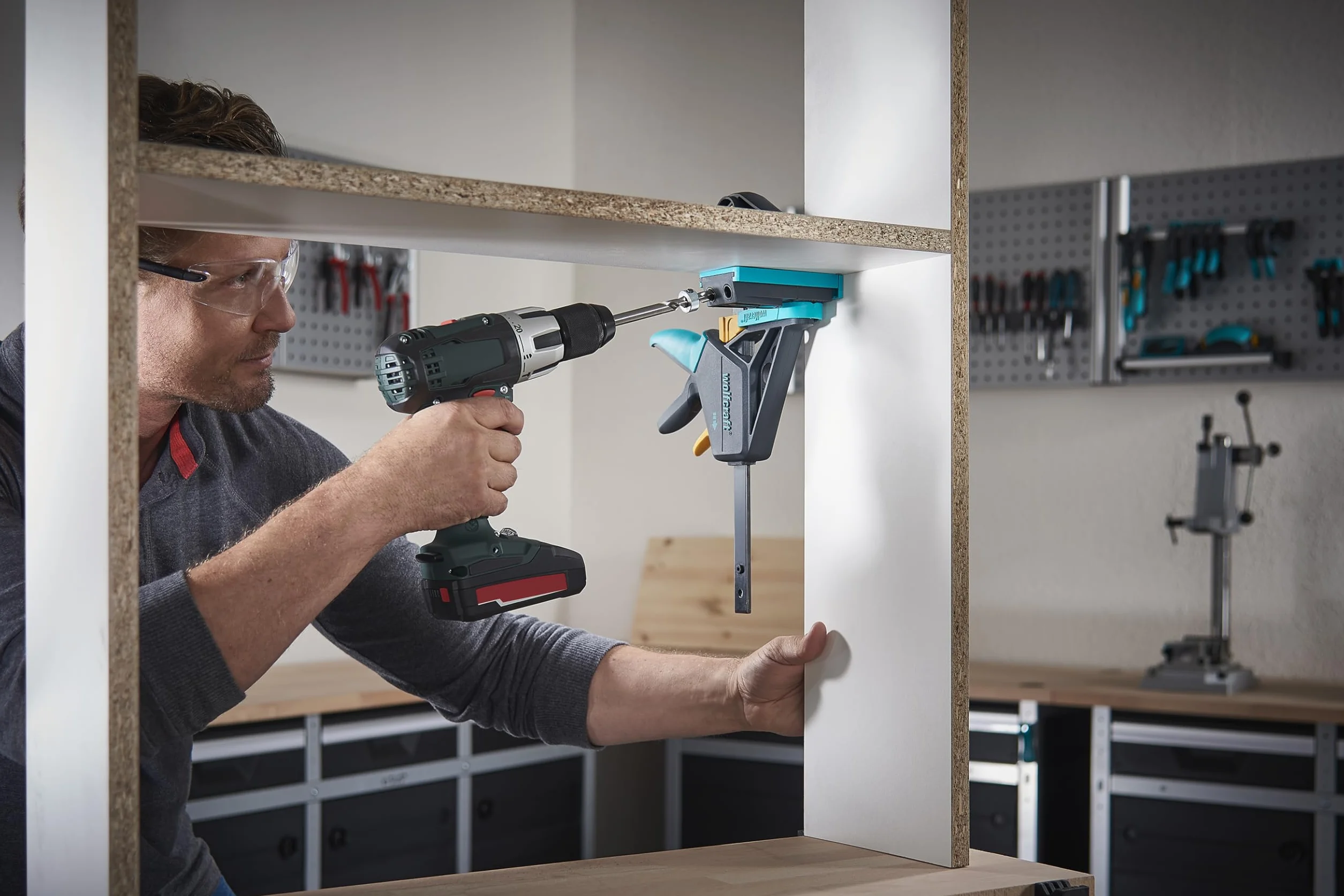 wolfcraft Klusset "Niewidoczne połączenia narożne" - 8629000 - Do niewidocznych połączeń śrubowych pod kątem 90°