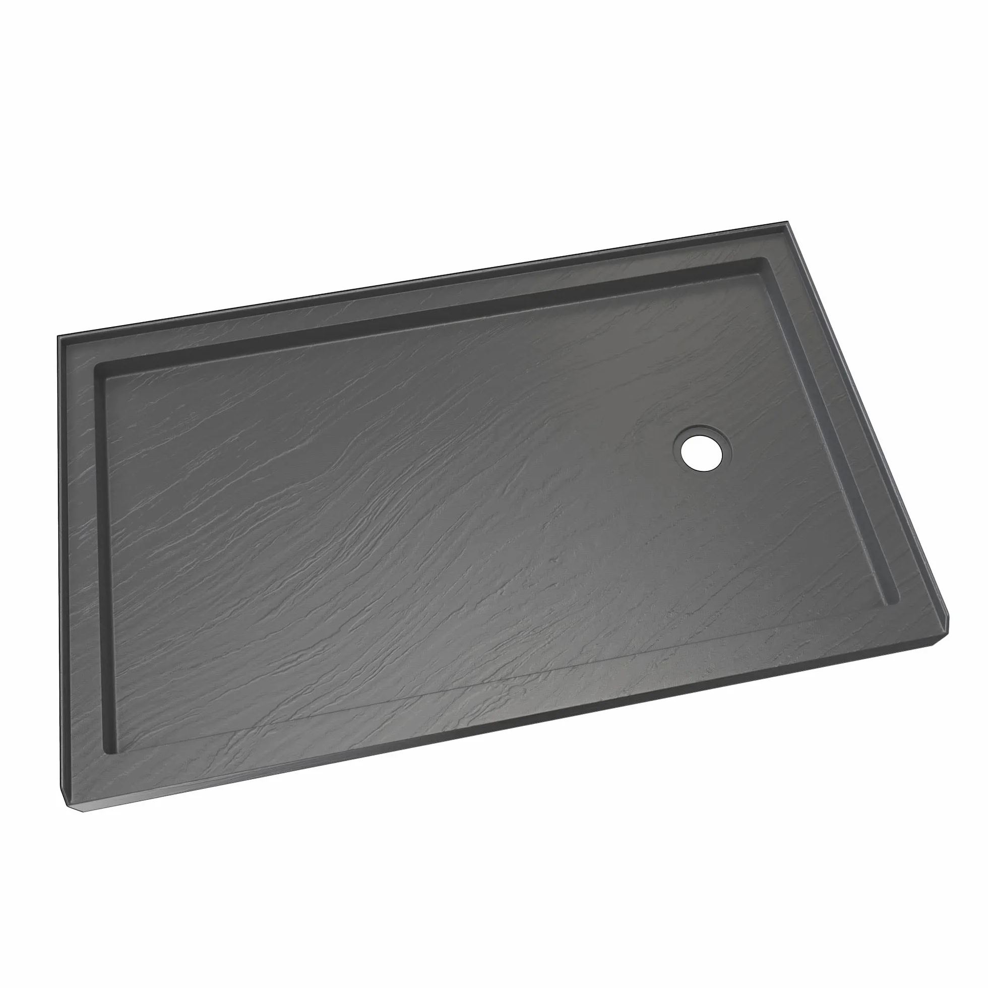 DreamLine DLT-1134602-T44 Slimline 86.4 cm śr. x 152.4 cm szer. x 2 3/10.2 cm prawy odpływ pojedynczy próg podstawa prysznicowa w kolorze łupkowym szarym