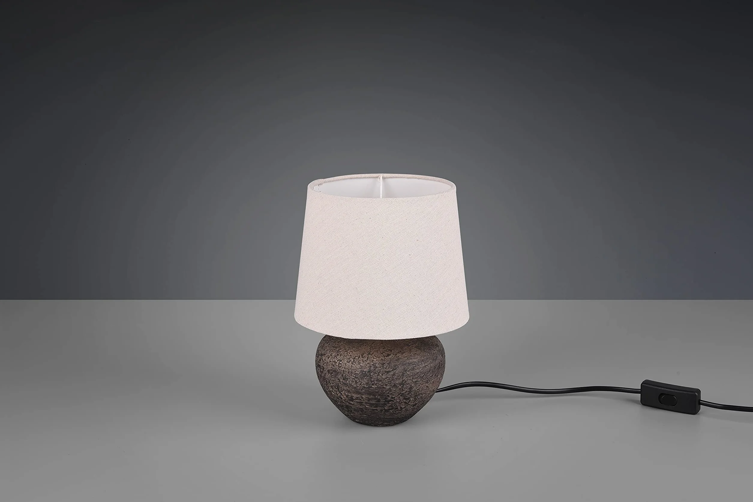 Reality Leuchten Lampa stołowa Lou R50961844, brązowy ceramiczny, abażur materiałowy, beżowy, bez 1 x E14, wysokość 25 cm