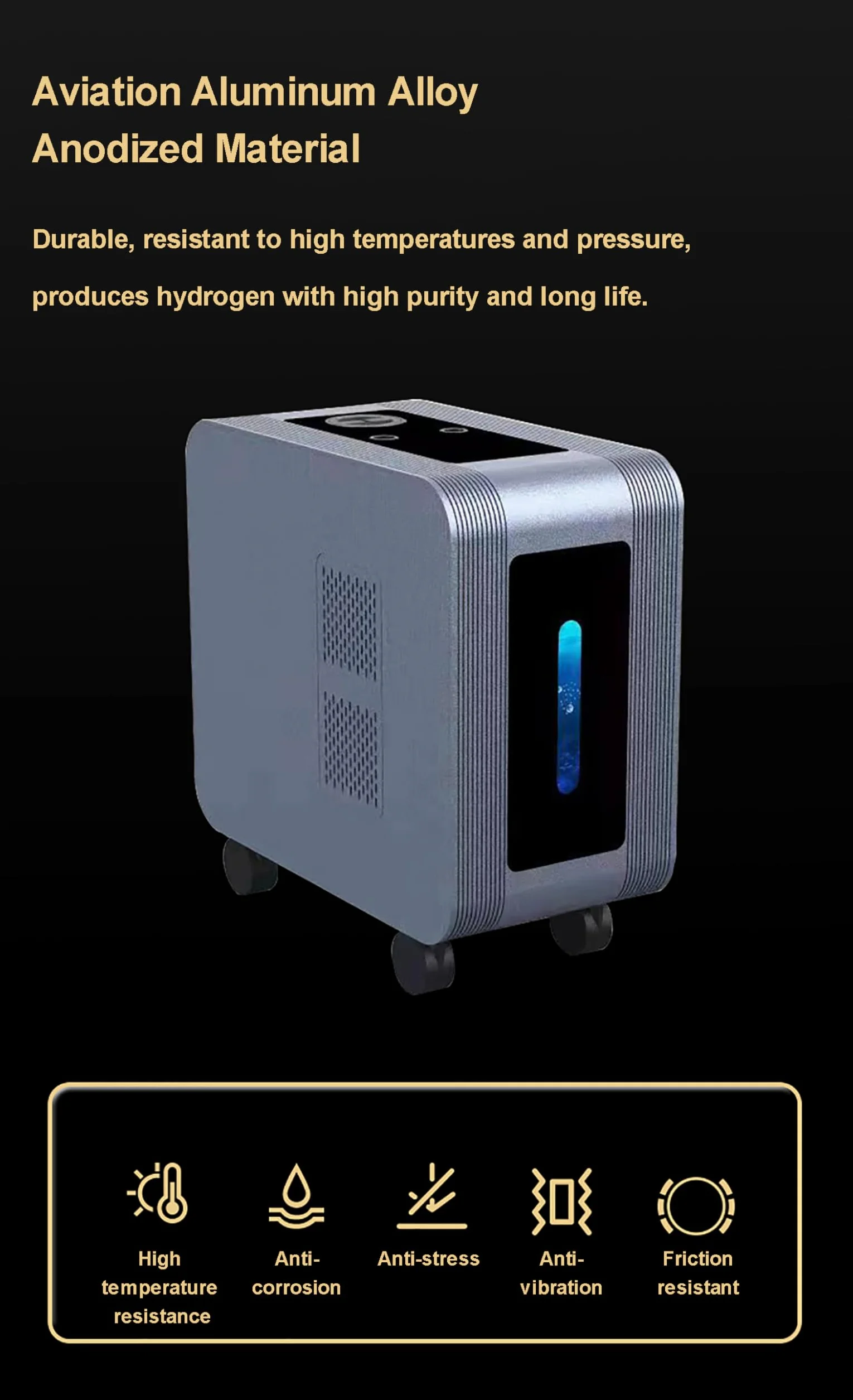 Inhalator wodoru cząsteczkowego H2 99,99% czystość podwójne wyjście jonizator PEM z kołami