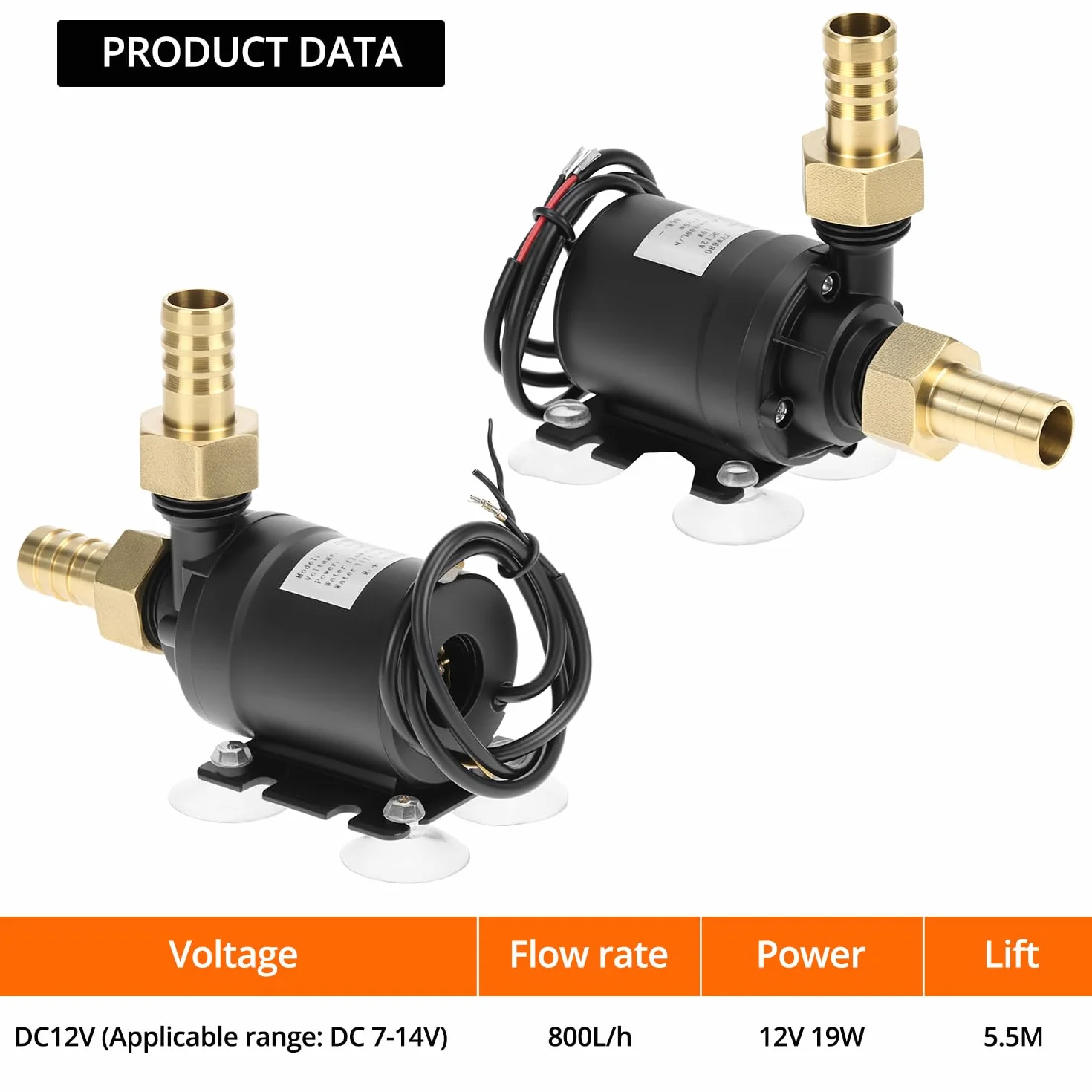 QWORK Bezszczotkowa pompa wodna DC 12 V 800 l/h, cicha pompa głębinowa z rdzeniem ceramicznym do akwarium, rdzenia pompy i zbiorników rybnych