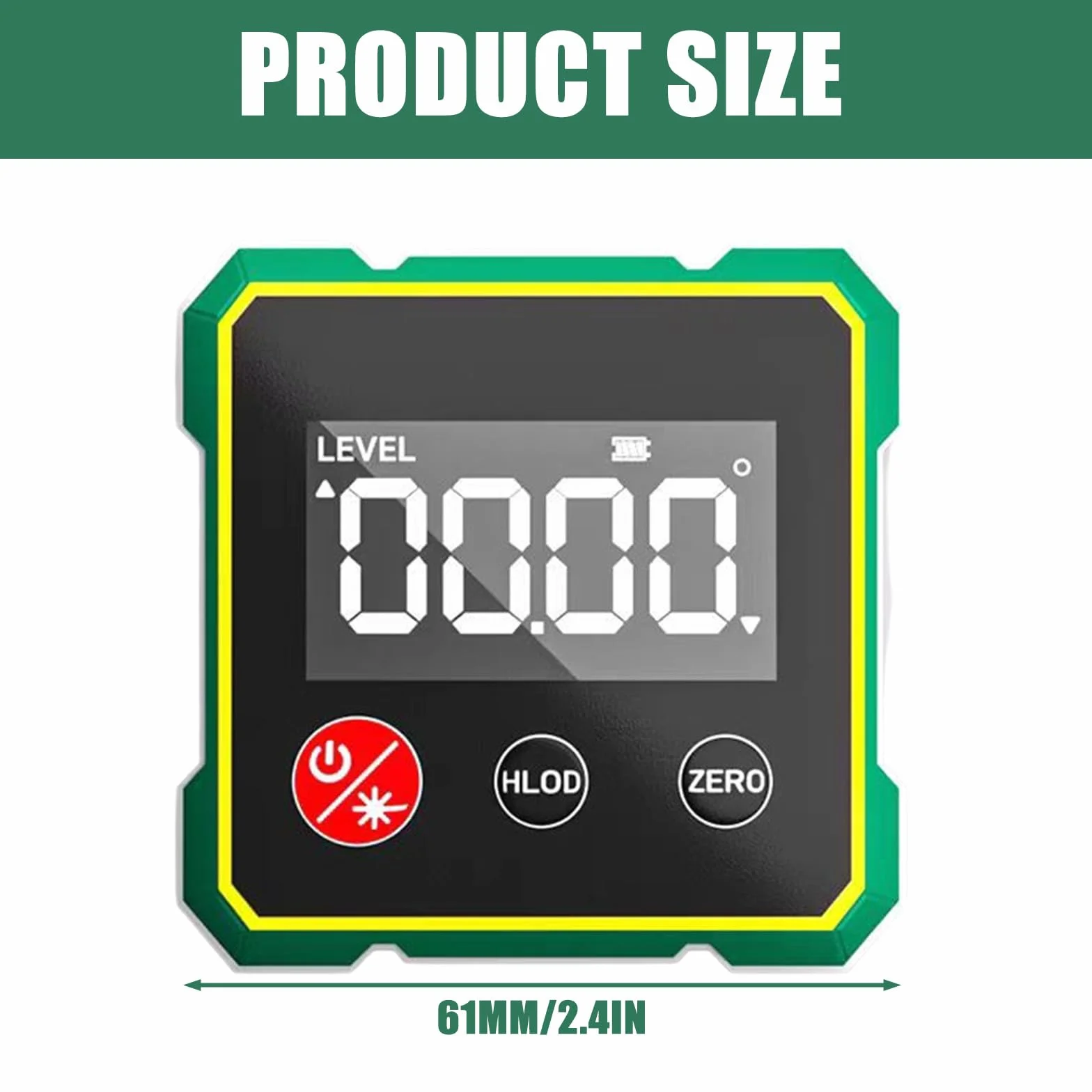 Cyfrowy kątomierz z wyświetlaczem LCD, poziomica magnetyczna IP54, dokładność 0,1°, ładowany USB
