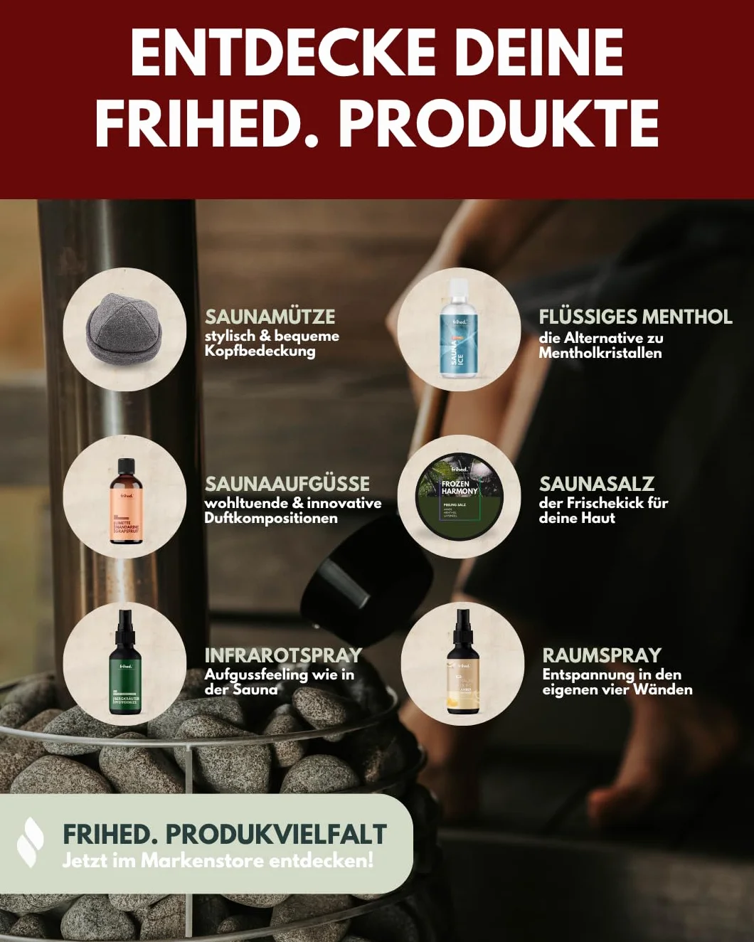 frihed.® Napar do sauny Winter Nights – wysoko skoncentrowany cynamon, anyż gwiazdkowy i olej z pieczonego jabłka – świąteczny i długotrwały zapach – edycja limitowana – szklana butelka 100 ml – Made