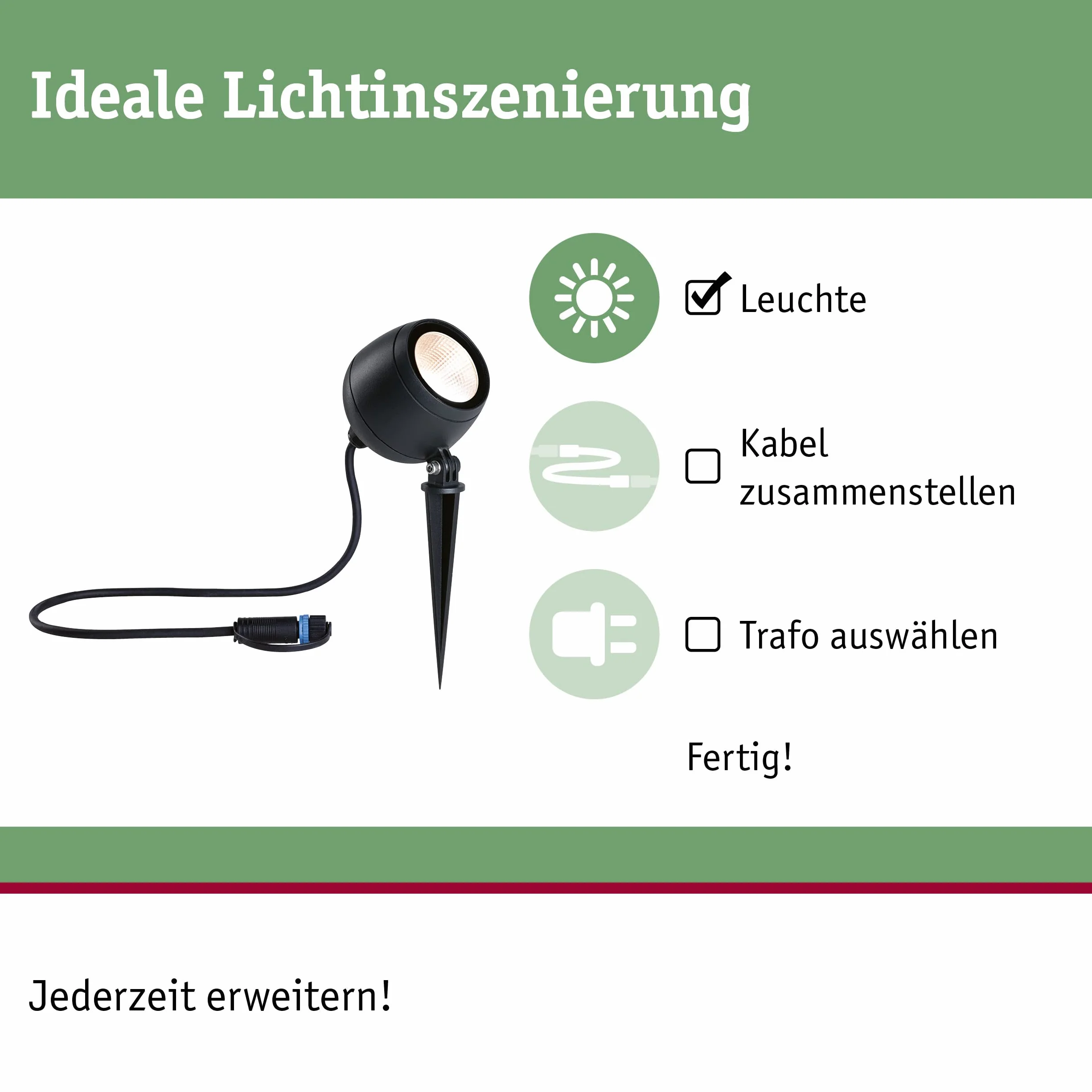 Paulmann Plug & Shine LED reflektor ogrodowy Kikolo IP65 7,2W 460lm 261mm antracyt 3000K