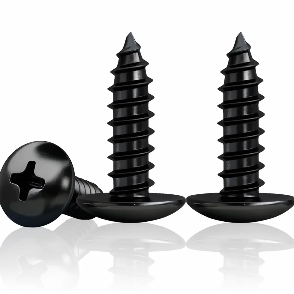 Wkręty blachowe, czarne, M4 x 16 mm, czarne, wkręty z płaskim łbem do drewna, czarne śruby do paneli akustycznych, ocynkowane panele akustyczne, akcesoria, z wiertłem