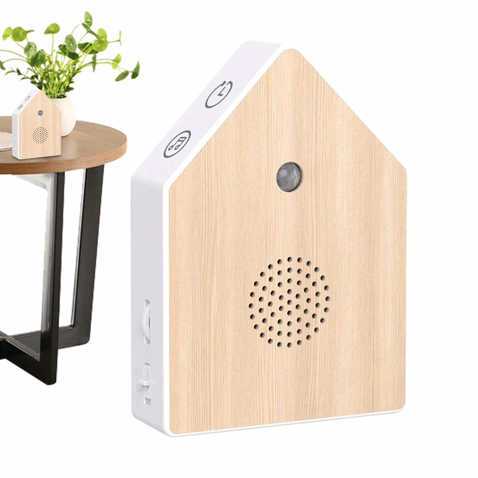 Sound Machine for Sleep – głośnik relaksacyjny z czujnikiem ruchu, pudełko do śpiewania ptaków z 4 dźwiękami do wyboru i regulowaną głośnością, kompaktowy głośnik ABS do domu, biura, hotelu, toalety