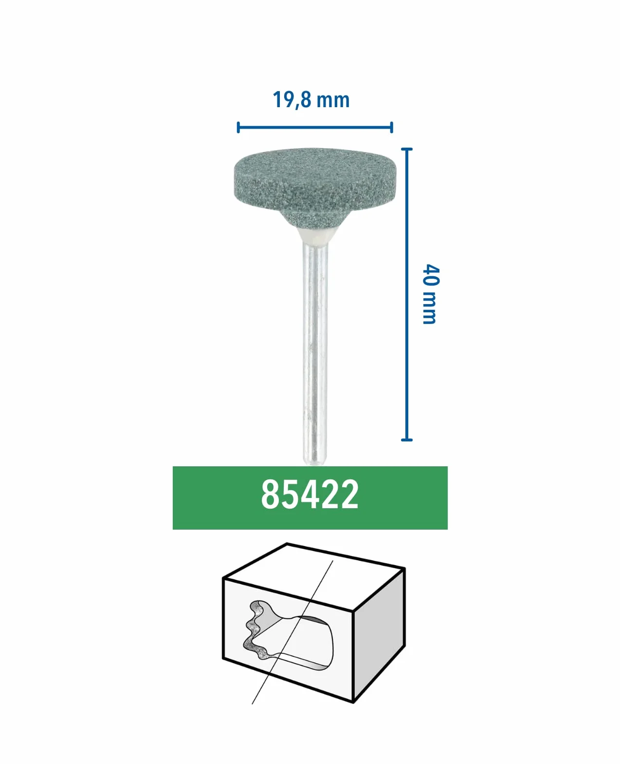 Dremel 85422 kamień szlifierski z węglikiem krzemu – zestaw akcesoriów do narzędzi wielofunkcyjnych z 1 kamieniami szlifierskimi Ø 3,2 mm do ostrzenia i szlifowania szkła, granitu, marmuru