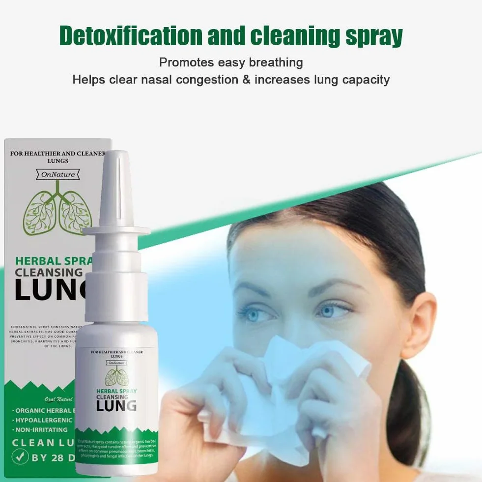 Herbal Cleanser Spray do płuc, szybko działający środek do czyszczenia płuc i detoksykacji, wirusowe płuca i drogi oddechowe dla palaczy, przezroczyste przekrwienie nosa, 20 ml