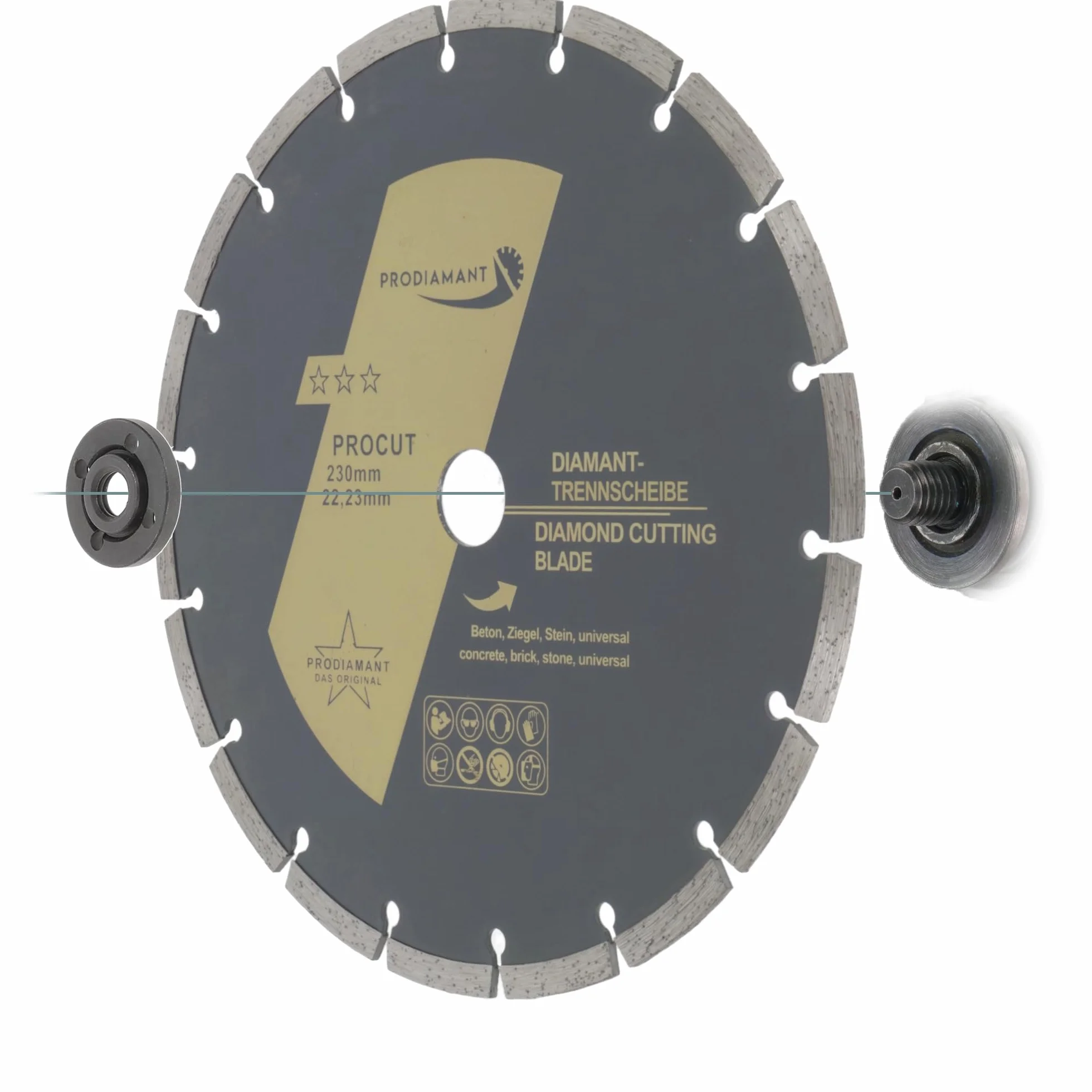 PRODIAMANT 2 x diamentowa tarcza tnąca, uniwersalna, 230 mm, do kamienia, betonu, granitu, muru, cegły, akcesoria do szlifierek kątowych