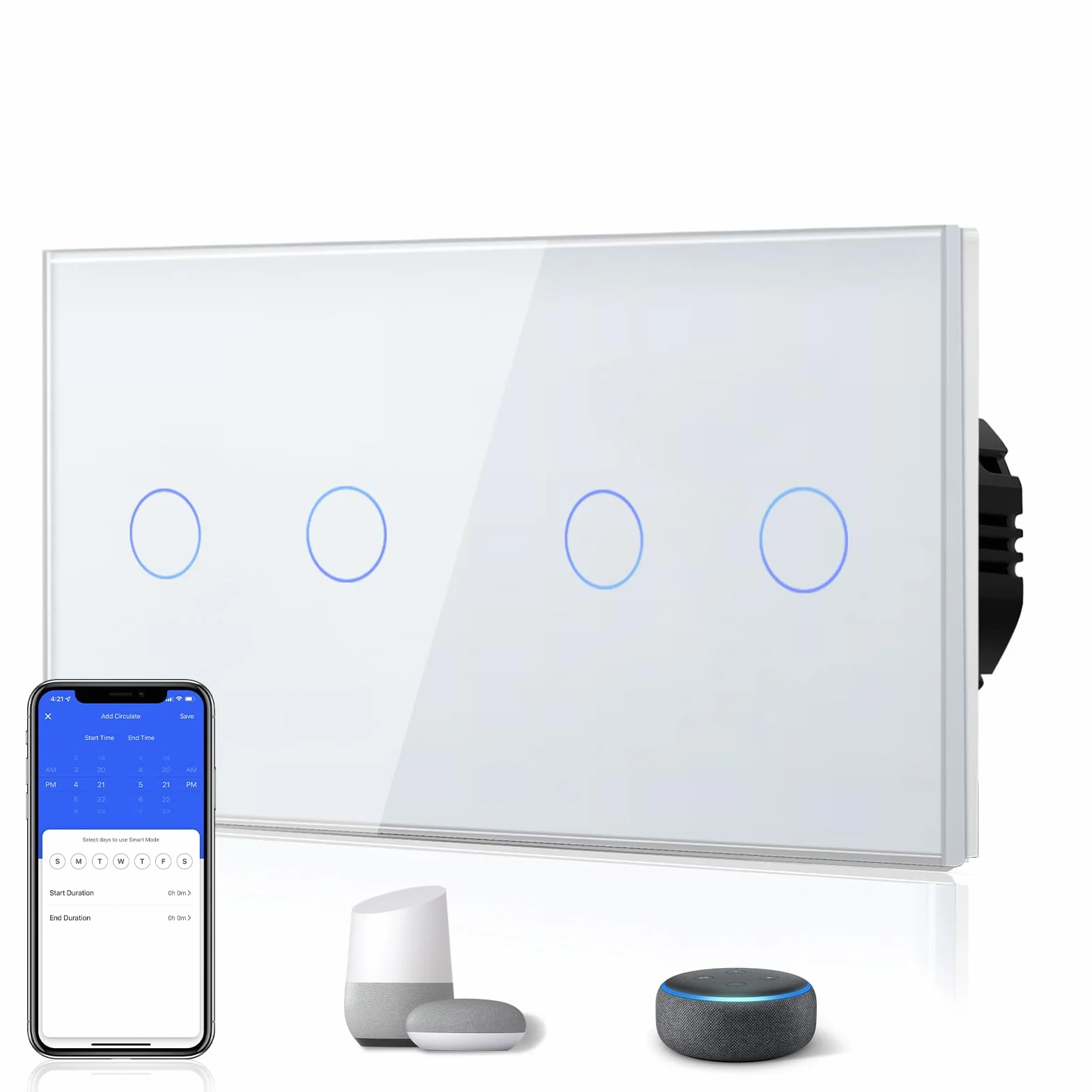 BSEED Smart Alexa włącznik światła ze szkła, WiFi Touch przełącznik ścienny, 2-krotny, 1-drożny + 2-drożny 1-drożny (wymagany przewód neutralny), kompatybilny z Alexa/Tuya/Google Home, 157 mm x 86 mm