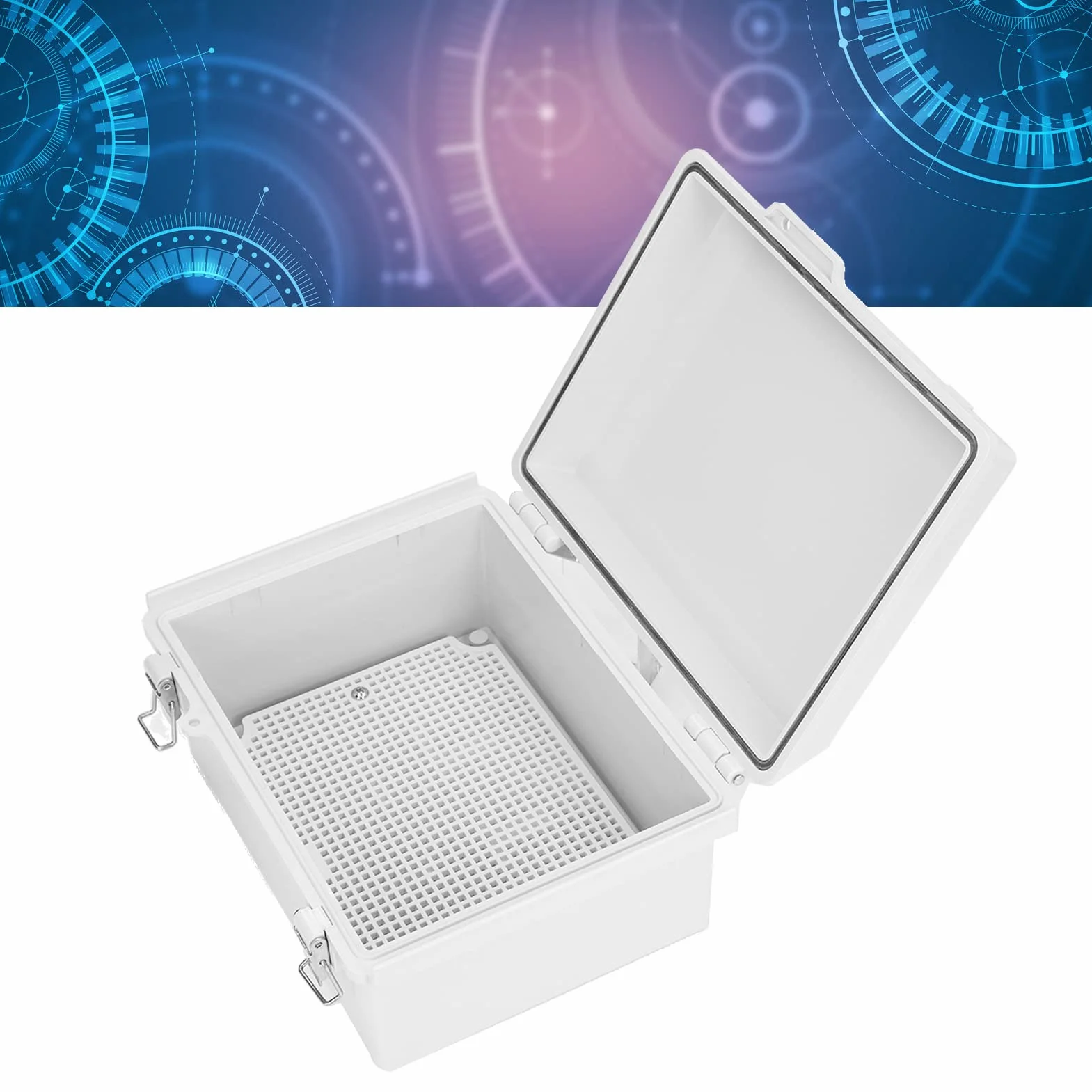 Skrzynka Przyłączeniowa ABS IP67 Wodoodporna, Pyłoszczelna Skrzynka Elektroniczna z Płytą Montażową i Wspornikami ściennymi do Wewnątrz na Zewnątrz 220x170x110mm