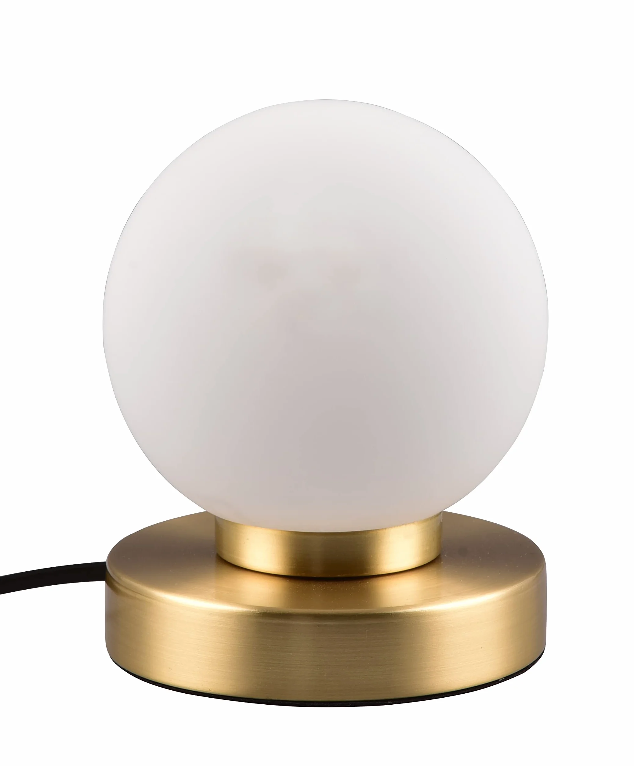 Reality Leuchten Lampa stołowa Prinz II R54011008, metal mosiądz matowy, szkło białe, bez 1 x E14, On/Off Touch