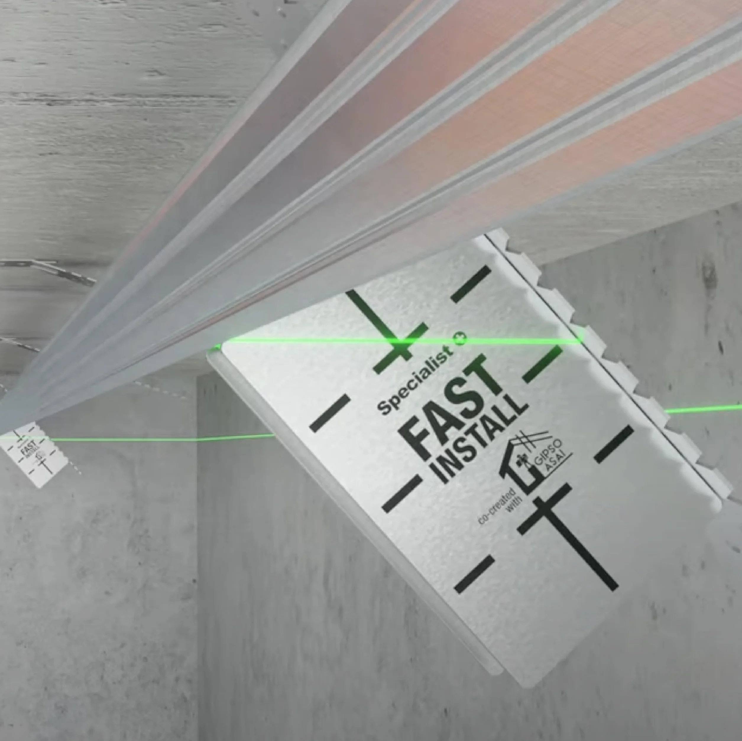 Specialist+ zestaw narzędzi do montażu ramy do suchej zabudowy I x2 dystansowe (50 cm), x2 magnesy gipsowe Fast INSTALL i x1 HAMER – wbijak do montażu metalowej ramy w suchej zabudowie I montaż