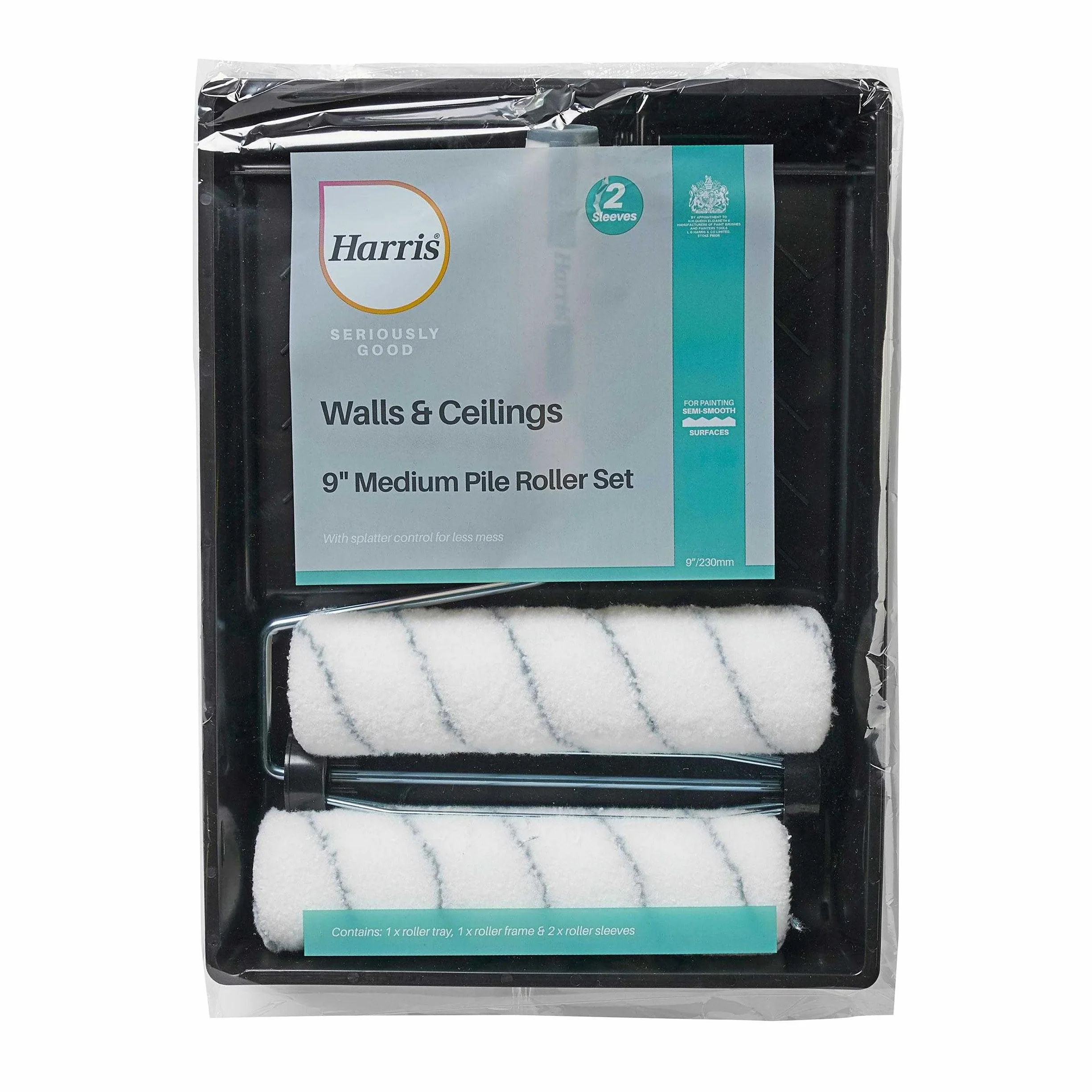 Harris 102012006 serio dobre ściany i sufity podwójny zestaw rolek 23 cm, taca, 1 x 9 rama, 2 x średnie runo
