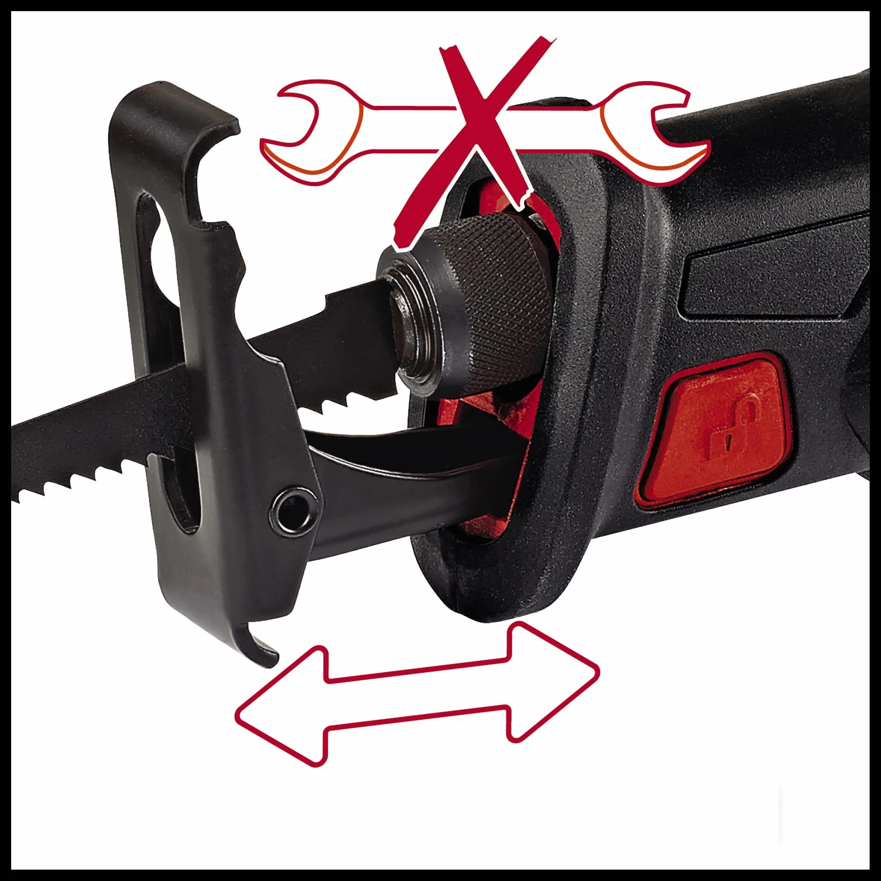 Einhell Akumulatorowa piła szablasta TE-AP 18 Li Solo Power X-Change (litowo-jonowa, 18 V, beznarzędziowa wymiana brzeszczotu, maks. 100 mm w drewnie, bez akumulatora i ładowarki)