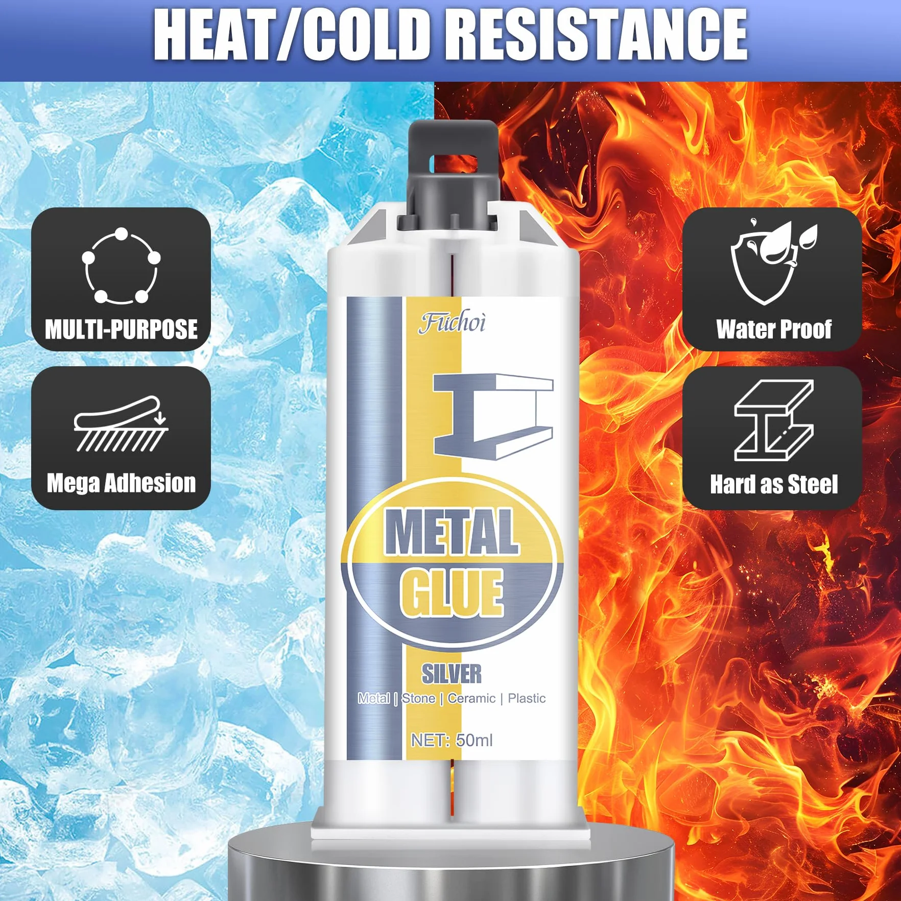 Klej do metalu Extra Stark 100ml - 2-składnikowy płynny klej metalowy do spawania i naprawy stali nierdzewnej, aluminium, ceramiki, tworzyw sztucznych, drewna, kamienia - wodoodporny, odporny na
