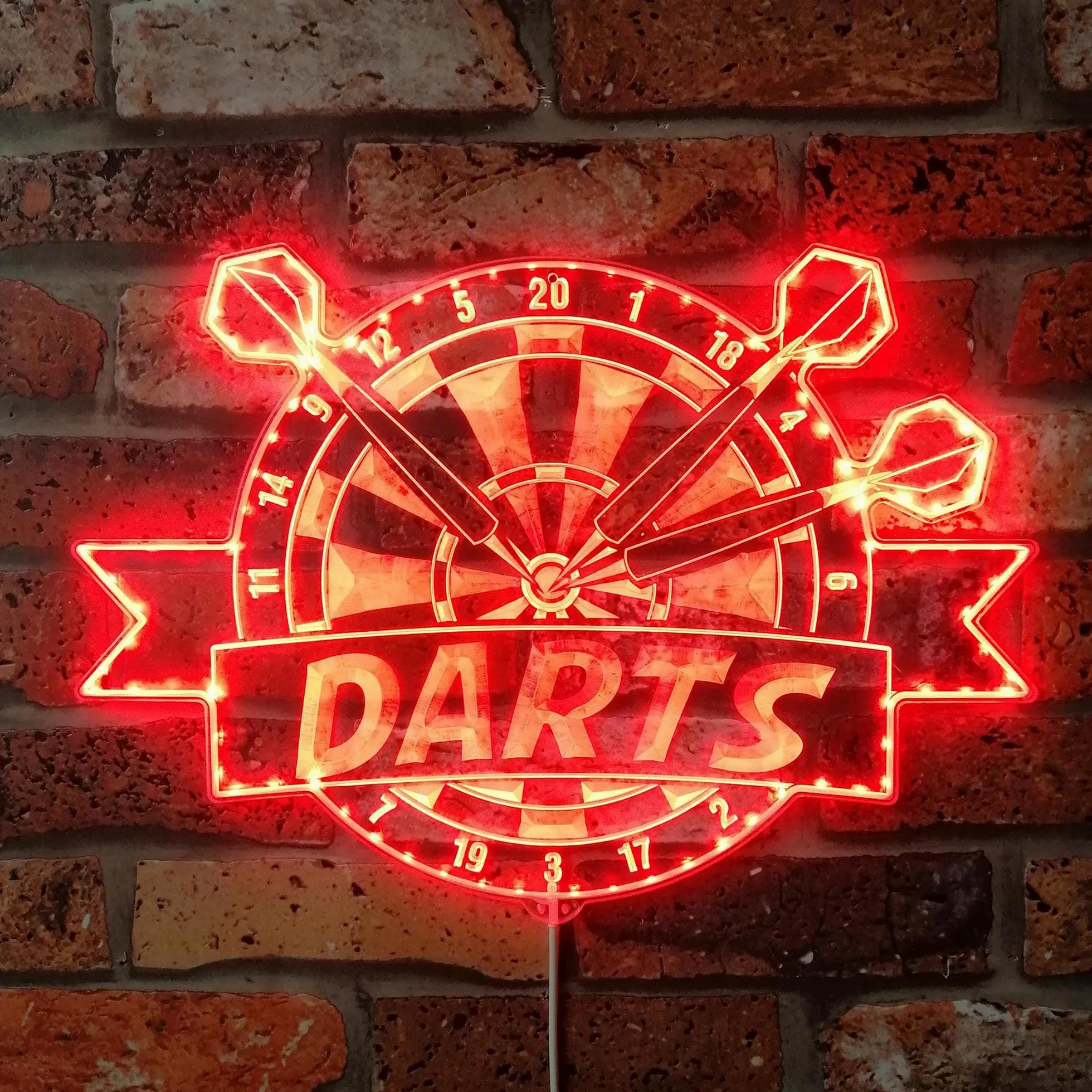 ADVPRO Darts Bar Cafe Pub Game Room RGB Dynamic Glam LED Znak - Wycięty kształt - Inteligentna dekoracja ścienna 3D - Wielokolorowe dynamiczne oznakowanie st06s22-fnd-i0299-c