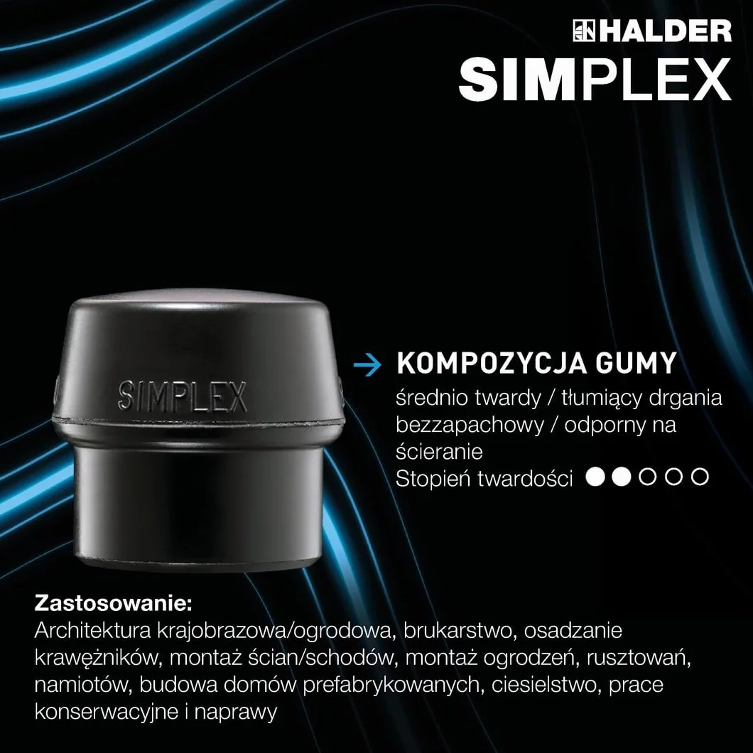 Halder 3126060" guma Simplex/plastikowy młot do twarzy, wielokolorowy, 60 mm