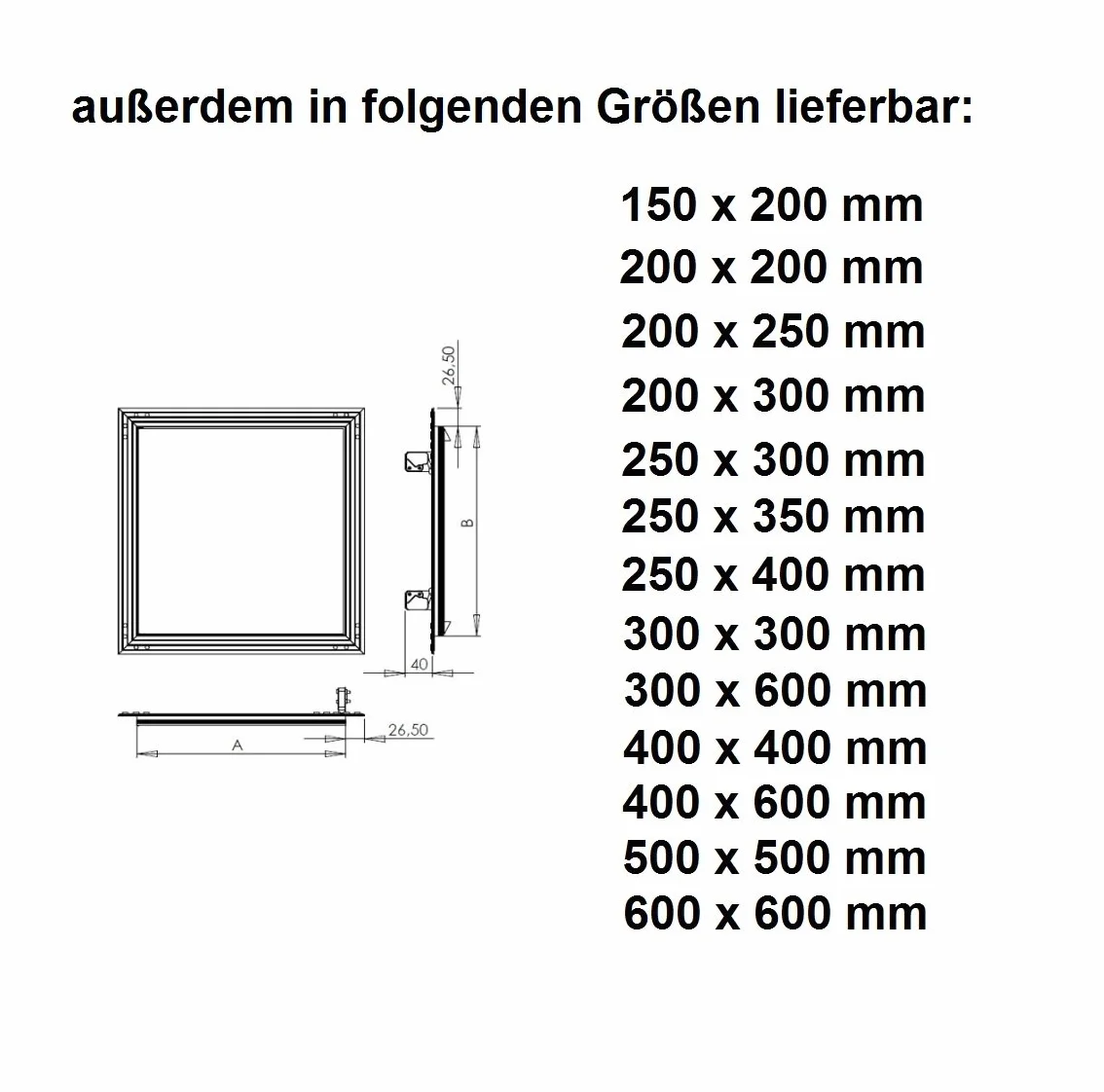 Klapa rewizyjna GK wkładka 250 x 400 mm płyta gipsowo-kartonowa 12,5 mm KRAL9 drzwi rewizyjne rewizja drzwi konserwacyjne 25 x 40 cm konserwacja klapa czyszcząca otwór konserwacyjny z aluminiową ramą