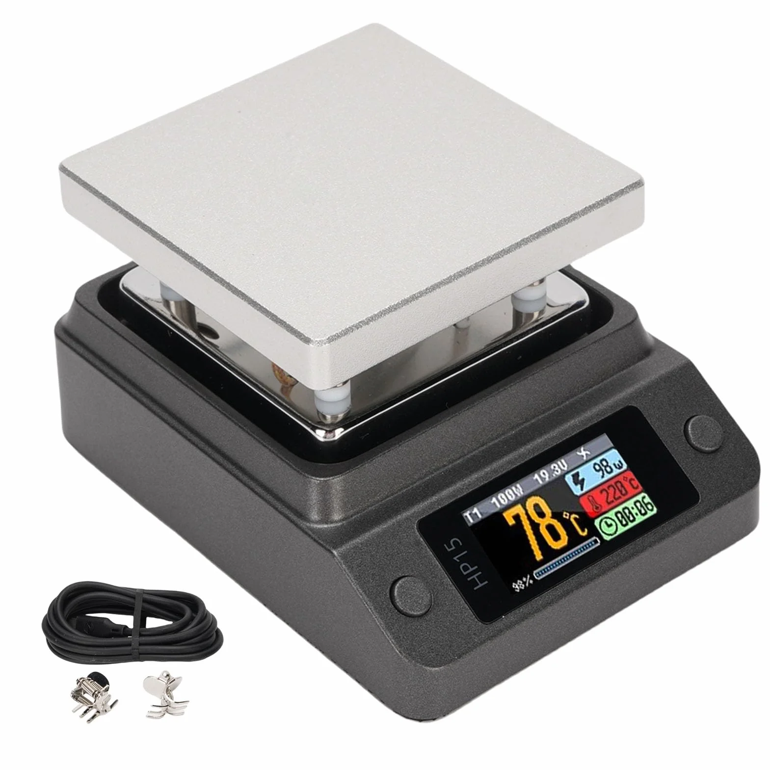 Jeffergarden 150W USB C Lutownicza Płyta Grzewcza z Ekranem LCD i Stacją Podgrzewania do Naprawy Płytek PCB BGA SMD 80-350°C 50x50 Mm