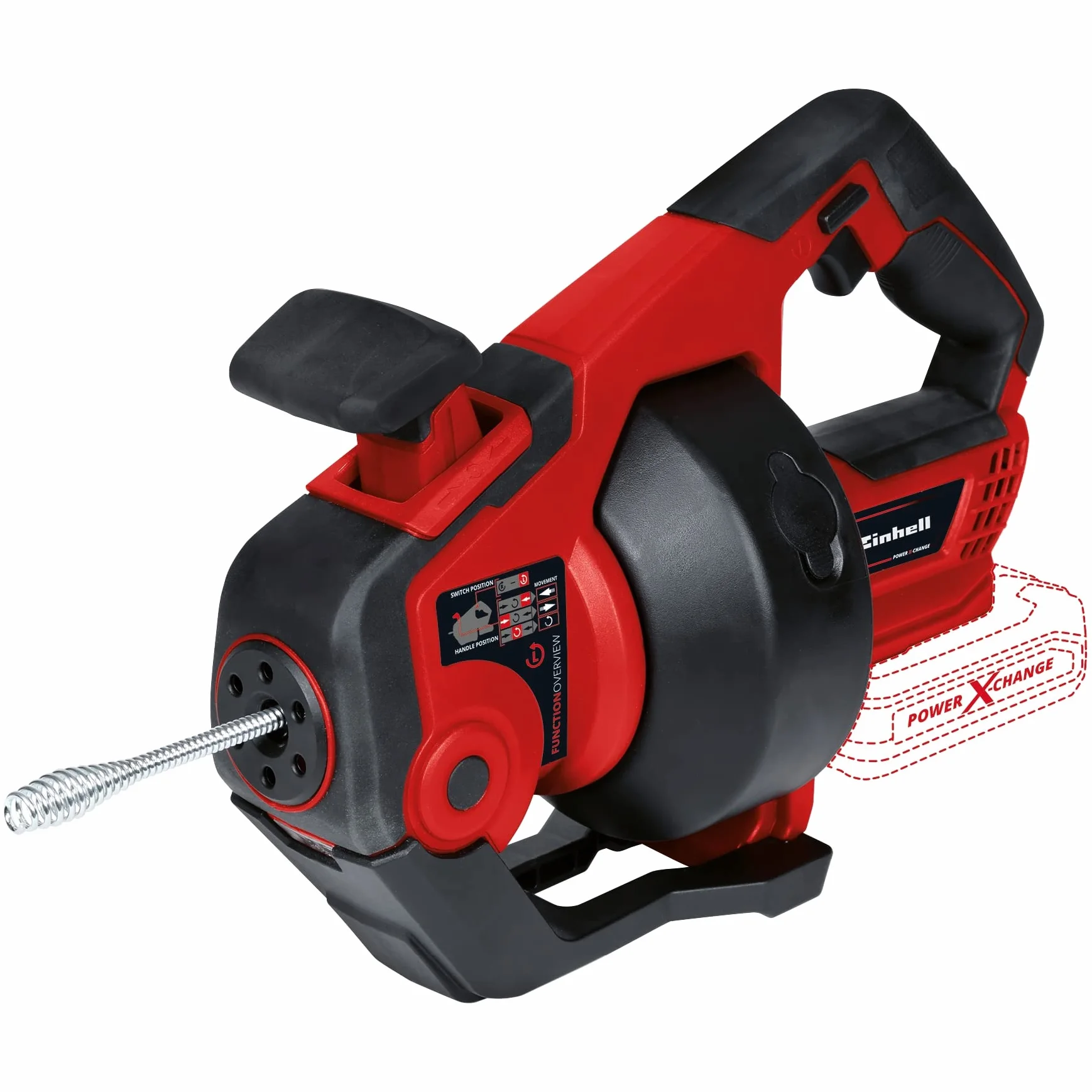 Einhell Akumulatorowy przepychacz do rur TE-DA 18/760 Li-Solo Power X-Change (18 V, Li-Ion, dł. spirali czyszczącej 7,6 m, nadaje się do rur o średnicy 16-55 mm, dostawa bez akumulatora i ładowarki)