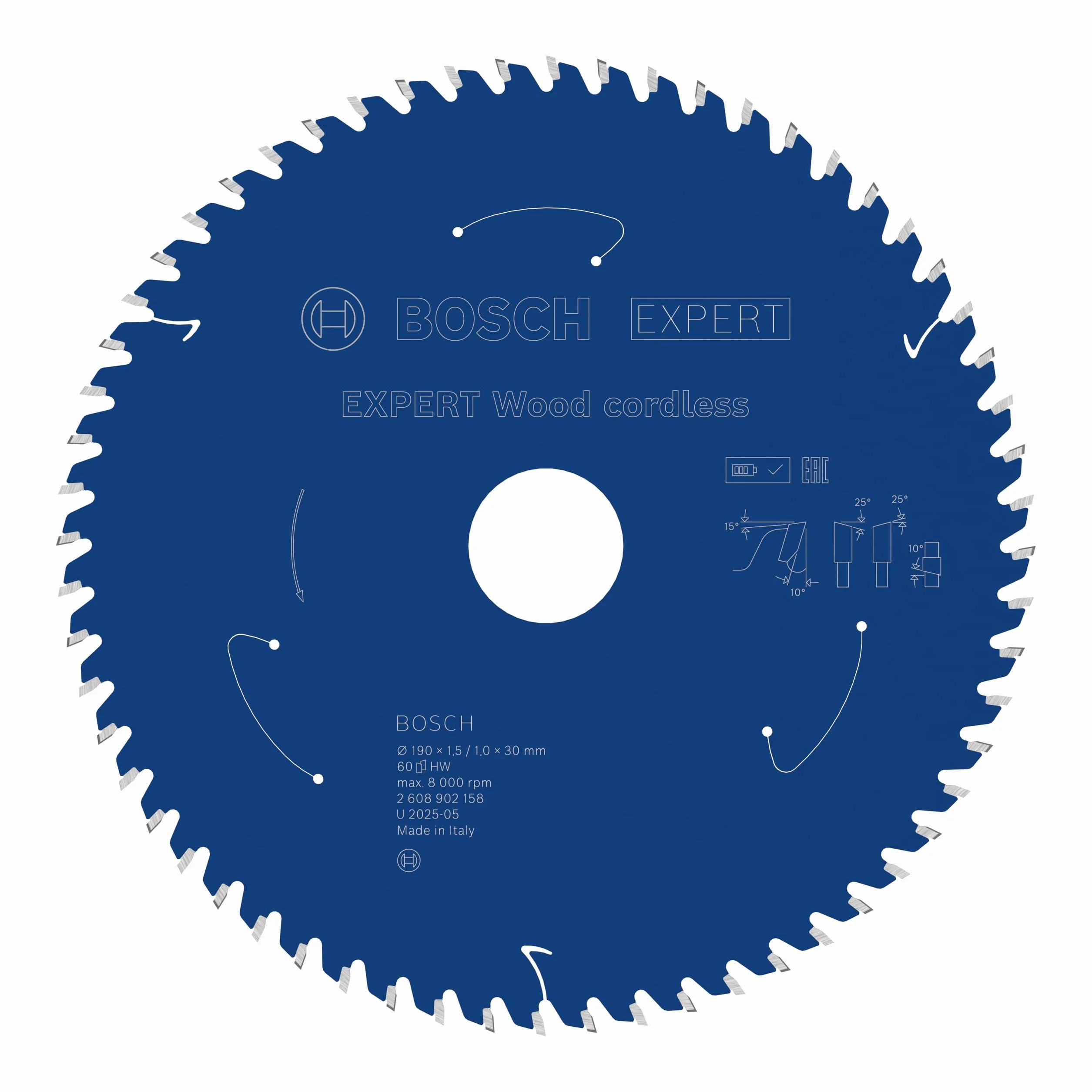 Bosch 1x Tarcza pilarska EXPERT Wood cordless (do Miękkie drewno, Ø mm, Professional Akcesoria Bezprzewodowe ręczne pilarki tarczowe)