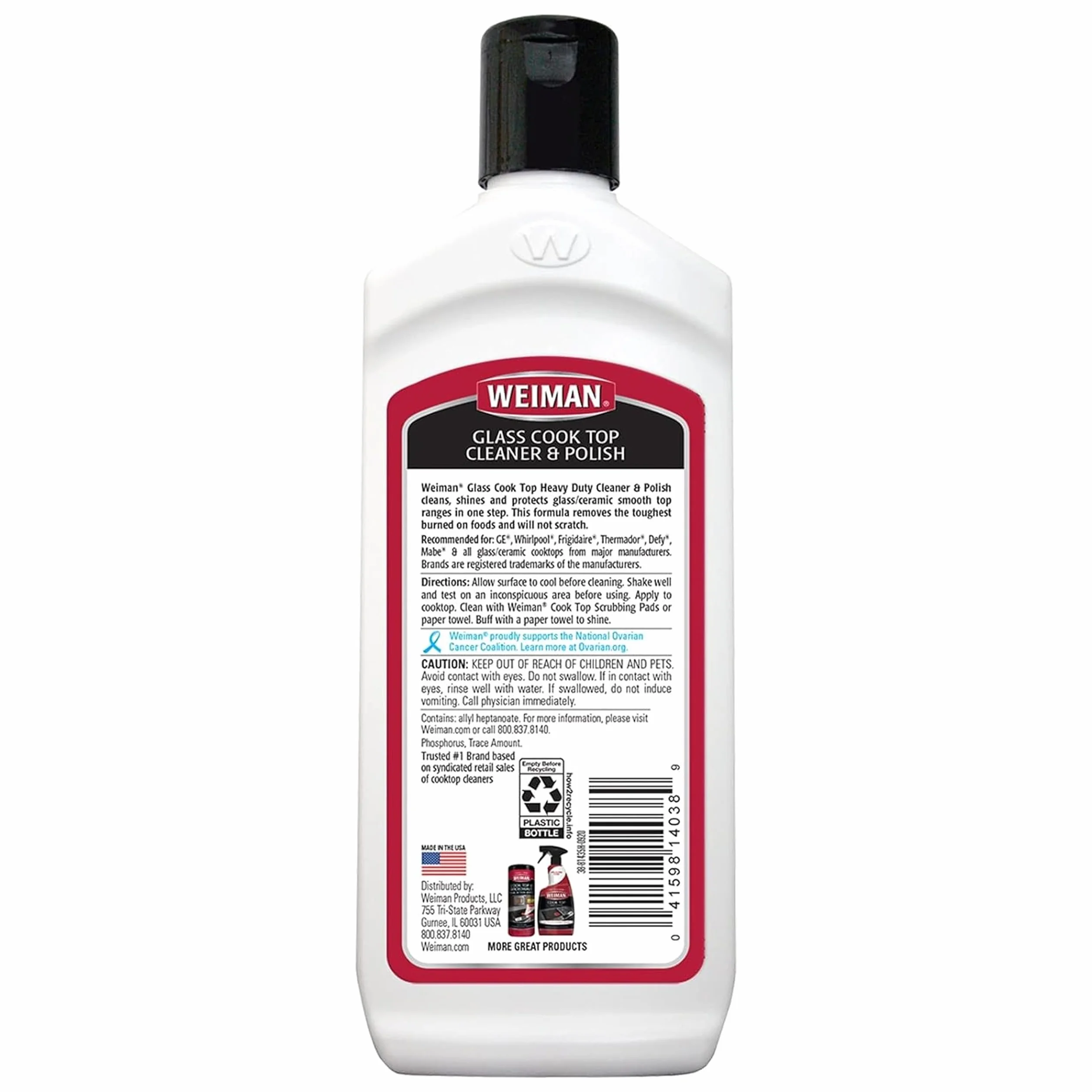 Weiman Glass Cook Top Cleaner and Polish - Zestaw do czyszczenia płyt kuchennych z gąbką do szorowania - 300 ml