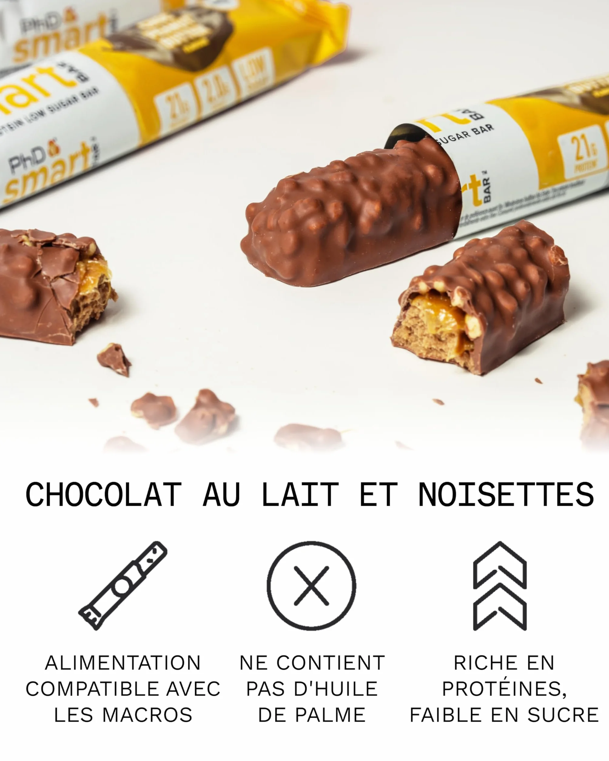 PhD Nutrition Smart Protein Bar baton białkowy 64g 20g białka niskokaloryczny czekoladowy orzech laskowy 12 sztuk