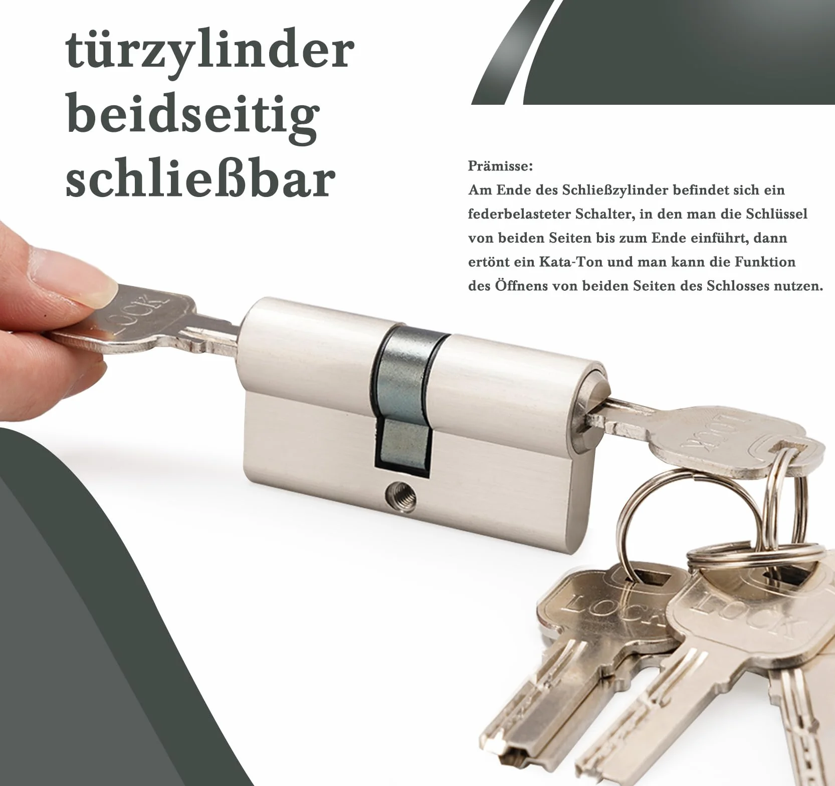 Hengsong Cylinder zamka 40/40, zamek bębenkowy, z 8 kluczami, cylinder profilowy do drzwi wejściowych, zamek do drzwi wejściowych, zamek do drzwi wewnętrznych, ok. 6 cm x 1,5 x 1,5 x 3 cm, srebrny