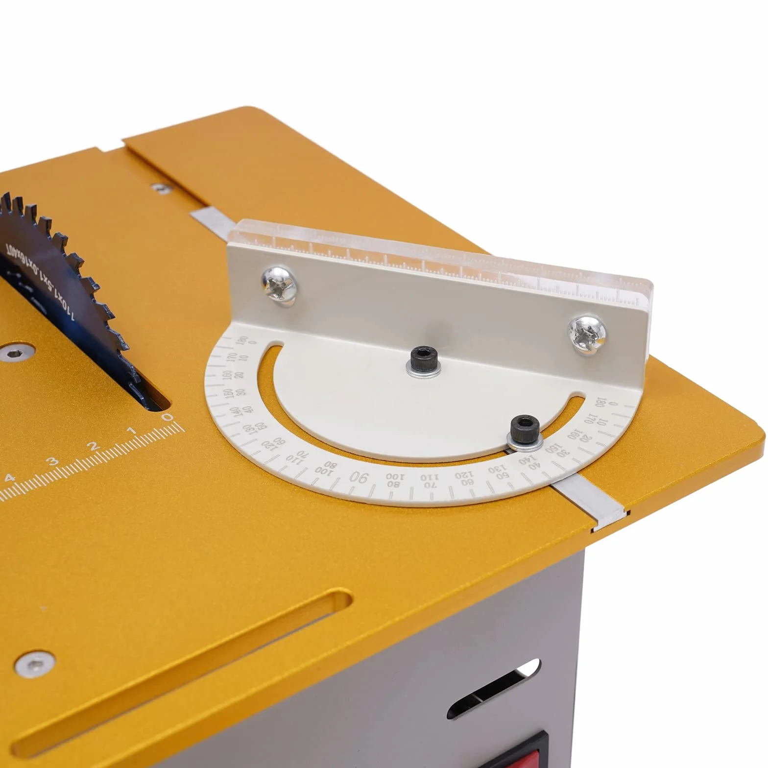 Stołowa piła tarczowa, 300 W, mini piła stołowa z 4 brzeszczotami, regulowany kąt, grubość cięcia 0-29 mm, 9000 obr./min, elektryczna stołowa piła tarczowa do cięcia, szlifowania