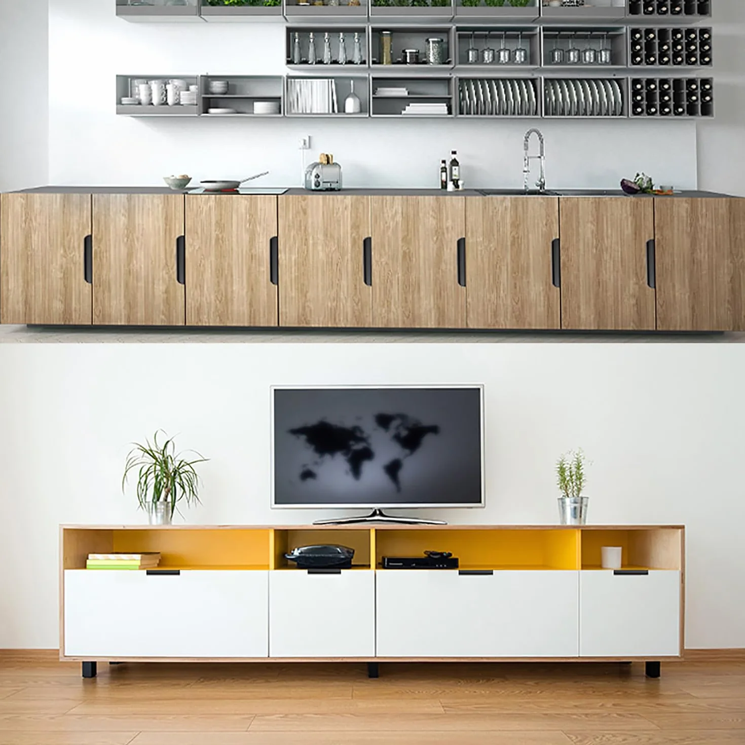 10 sztuk ukrytych uchwytów meblowych ze śrubami, aluminiowe uchwyty do szuflad, czarne matowe, 80 mm, nowoczesne uchwyty do garderoby, kuchni, szafy, szuflady