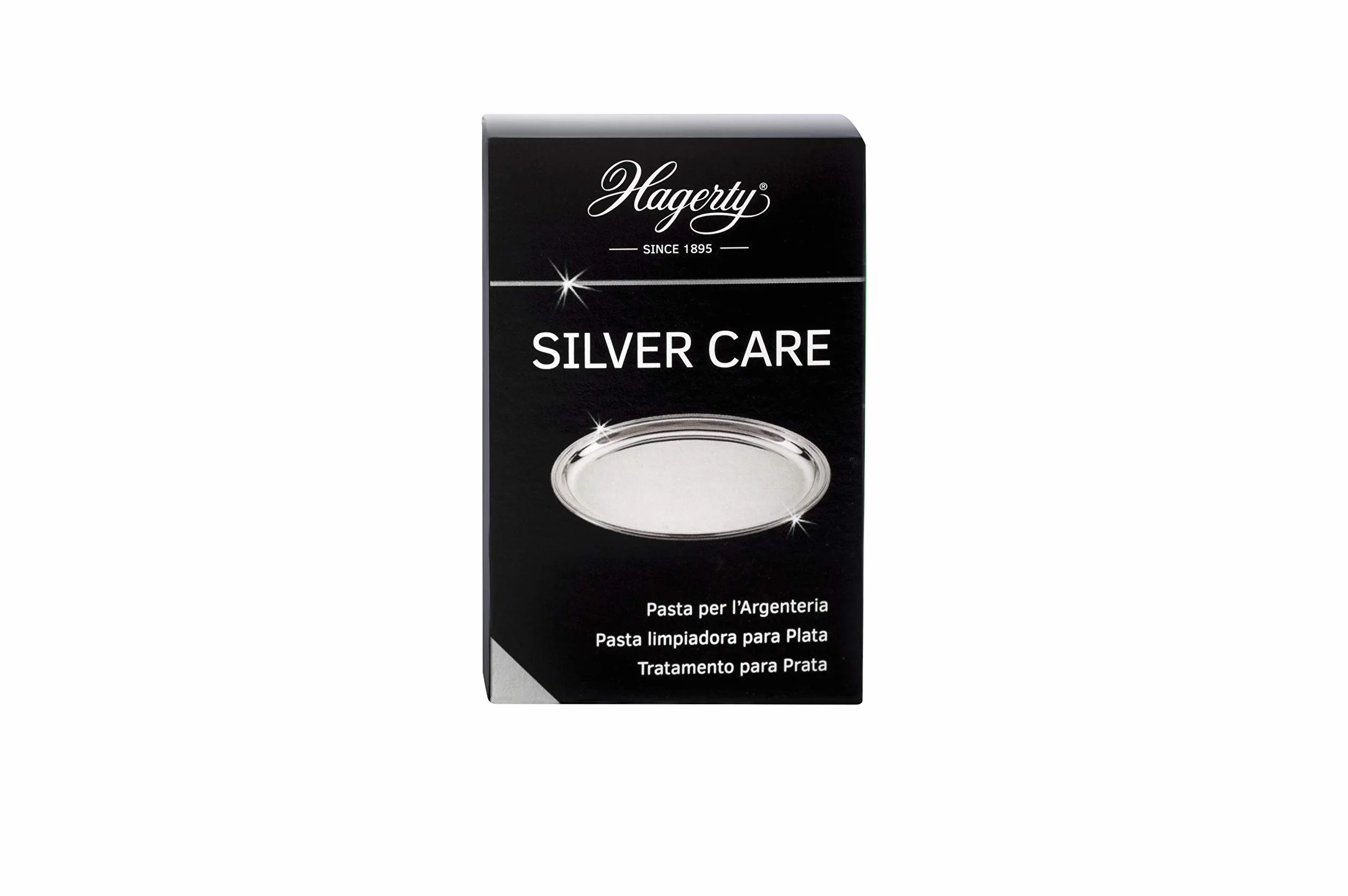 Hagerty Silver Care srebrny krem 185 g, skuteczna politura do czyszczenia i pielęgnacji srebra i metali srebrnych, środek czyszczący do utlenionych sztućców, talerzy, tac, z gąbką