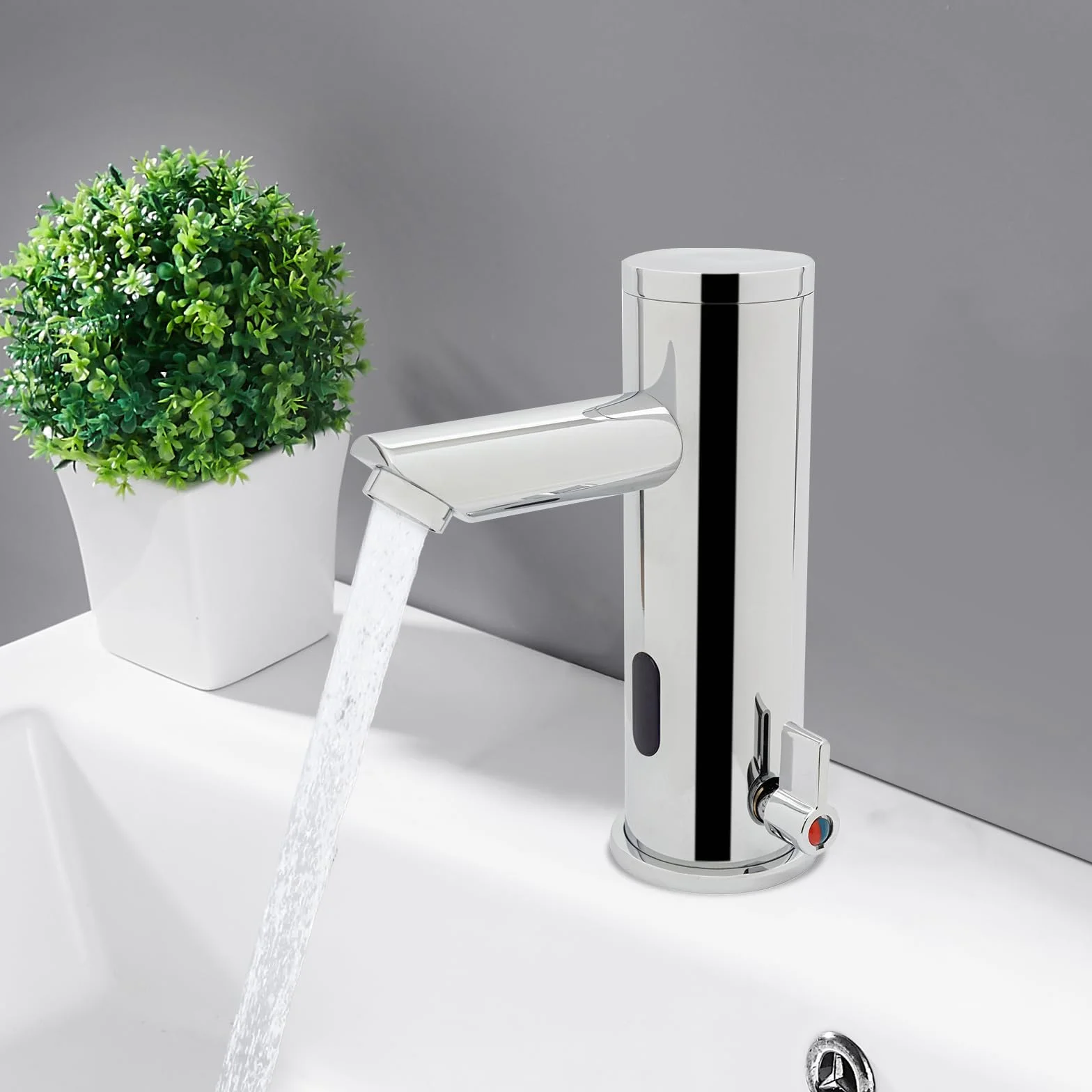 Bateria na podczerwień, automatyczna, bezdotykowa bateria łazienkowa, armatura umywalkowa z czujnikiem, armatura indukcyjna 0-55 °C, do kuchni, łazienki, restauracji (bateria nie wchodzi w