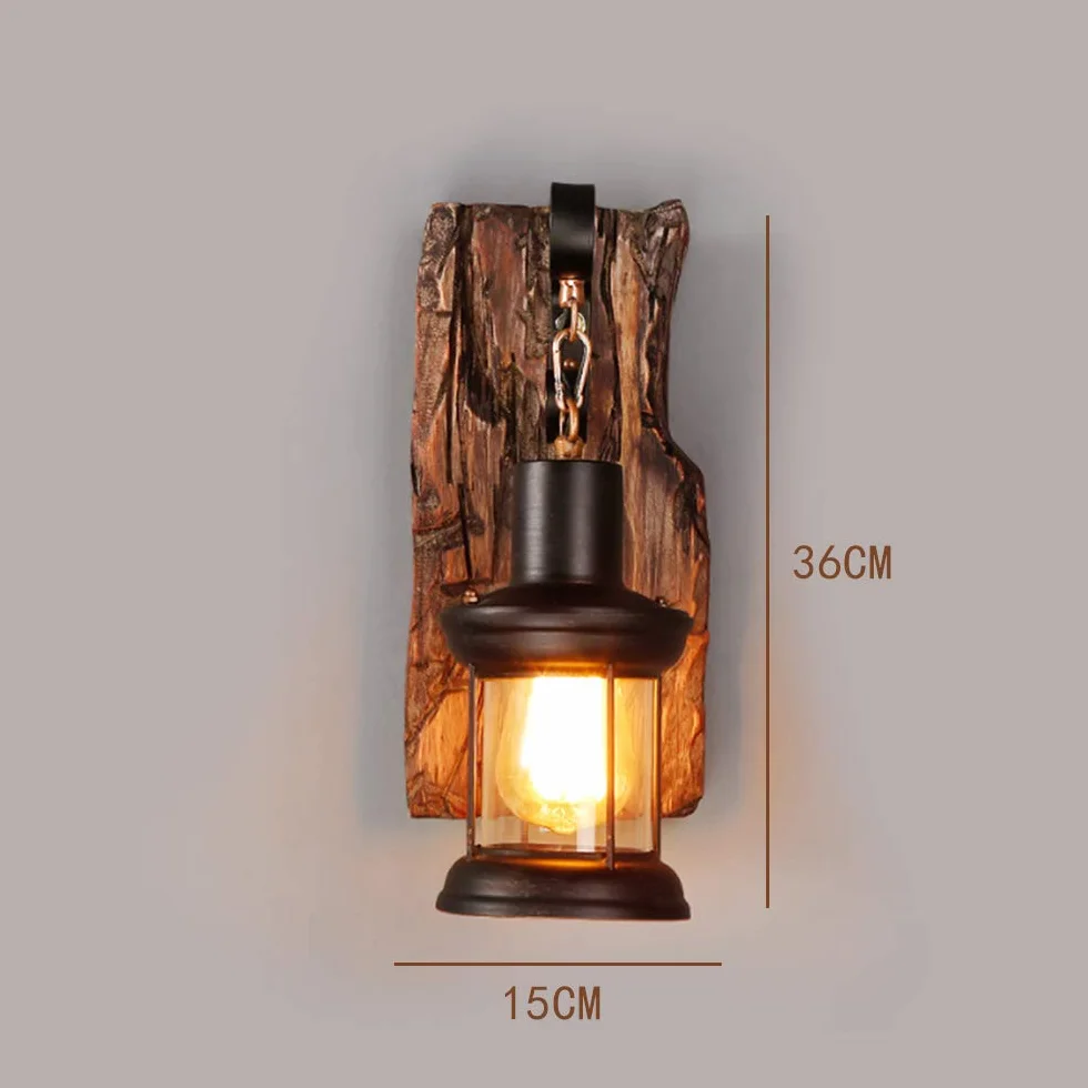 Rustykalny Lampa ścienna Drewniany Kinkiet Retro Nostalgiczny Kinkiet Vintage żelazna Lampa Wisząca Loft Oświetlenie Dekoracyjne Oświetlenie Jadalni Kuchnia Restauracja Hotel Bar Kawiarnia Przedpokój