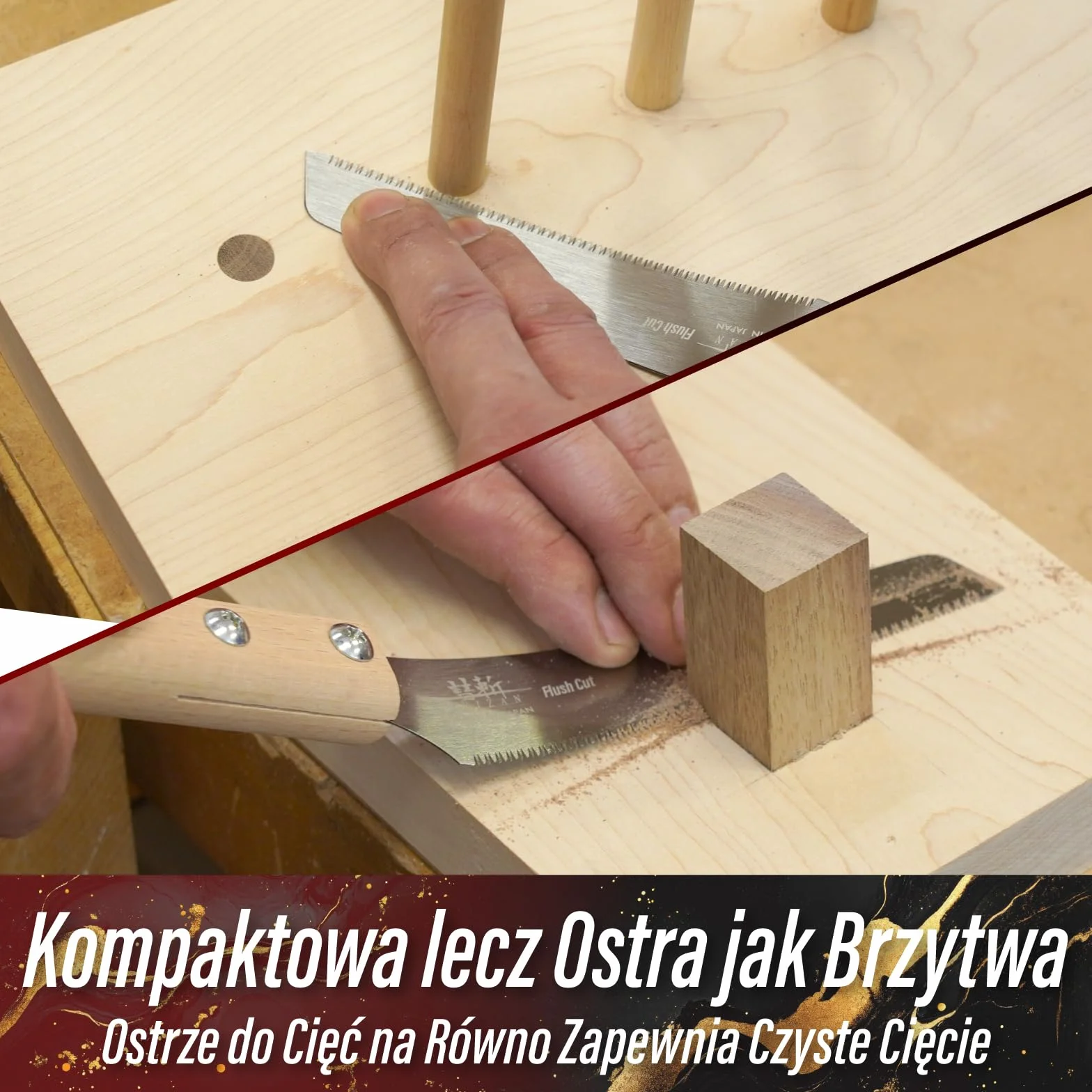 SUIZAN Mała Piła Ręczna 120mm Ostrze do Cięcia Płaskiego - Kompaktowa Japońska Płatnica Ciągniona Jednostronna Narzędzia Stolarskie do Kołków