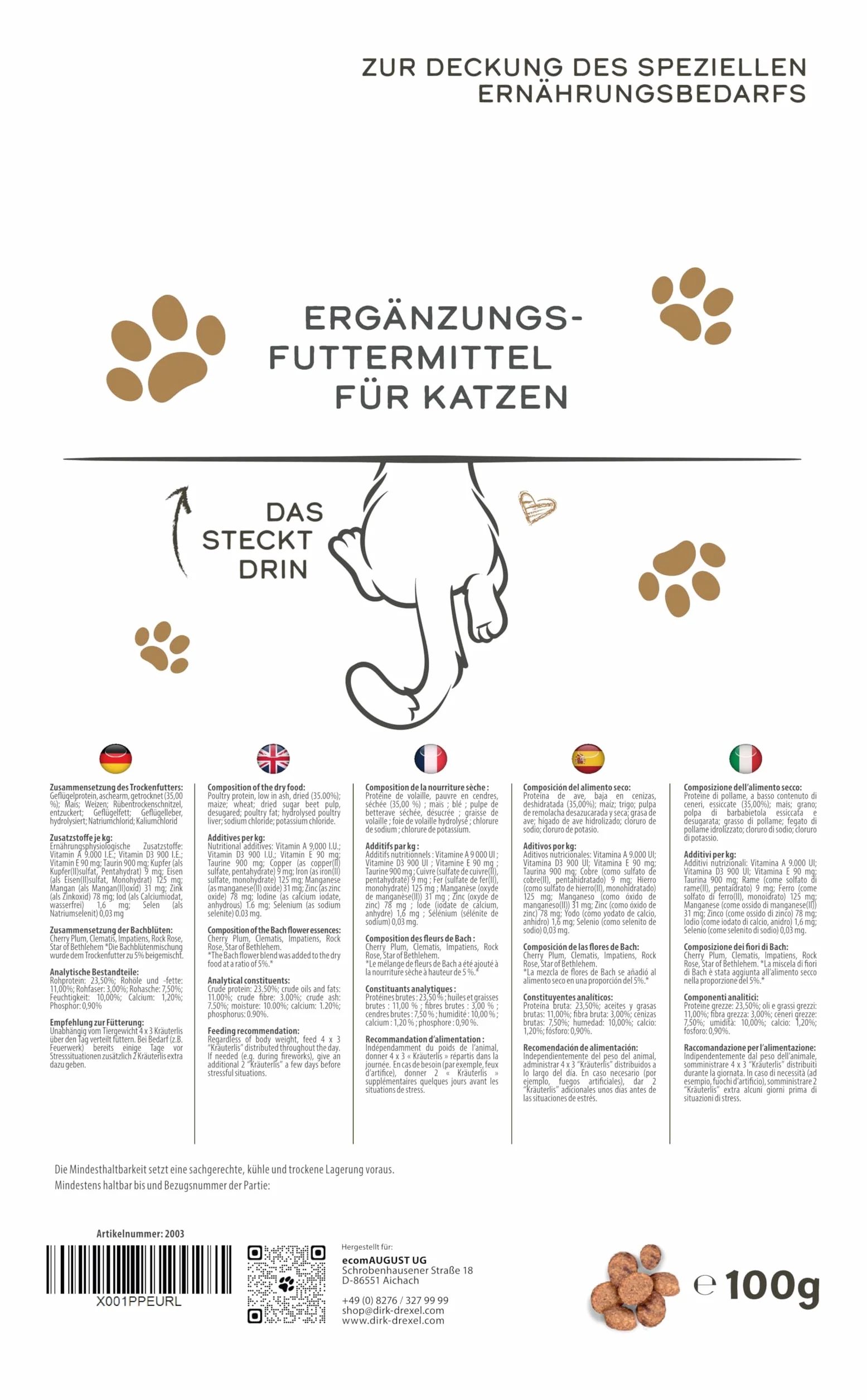 Relax zioła dla kotów, 78 g, strach i stres, z kwiatami Bacha, wewnętrzny spokój, harmonizacja