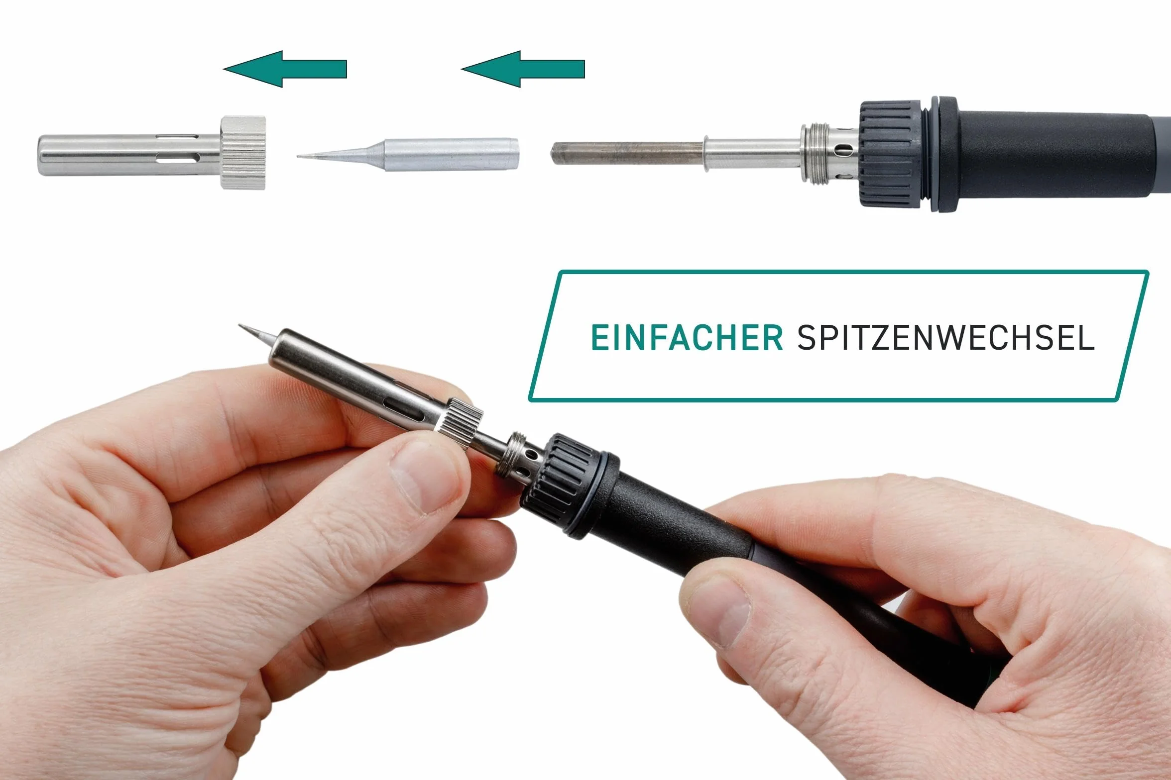 QUICK 3104 cyfrowa stacja lutownicza ESD 80 W z lutownicą z końcówką lutowniczą 2 mm i akcesoriami – kalibracja 100° – 450°C – ochrona ESD