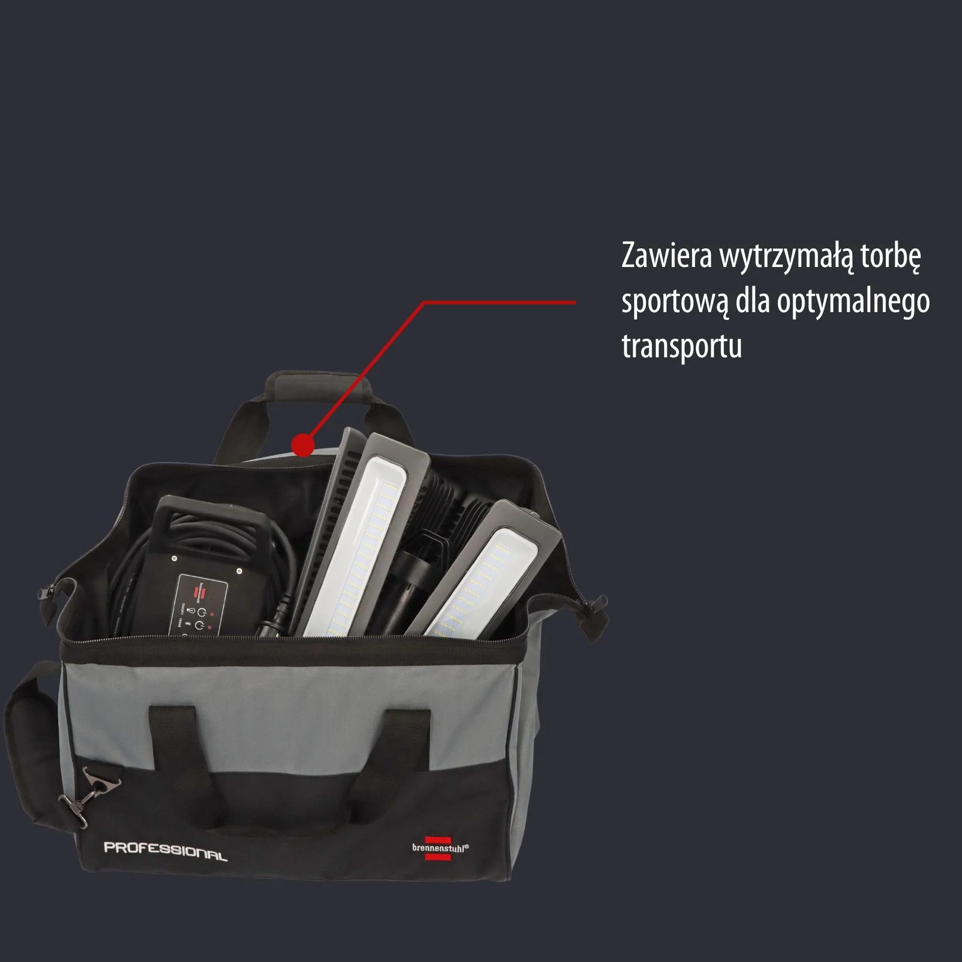 Brennenstuhl Professional 360° reflektor LED R42050 BT 300W (reflektor budowlany 42000lm z 6 indywidualnie regulowanymi reflektorami, z elementem sterującym, kabel RN 6,70 + 3,30 m, z Bluetooth)