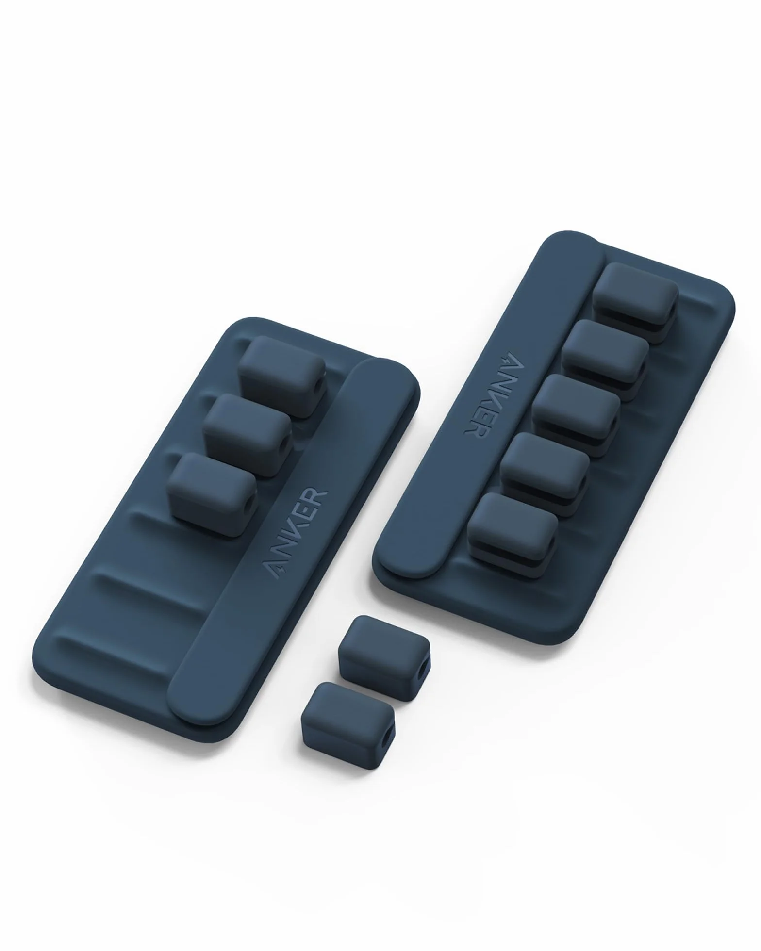 Wielofunkcyjny organizer do kabli Anker – 5 klipsów do kabli Lightning, USB C, Micro i innych kabli – przyczepia się do drewna, marmuru, metalu, szkła (niebieski, zestaw 2 szt.)